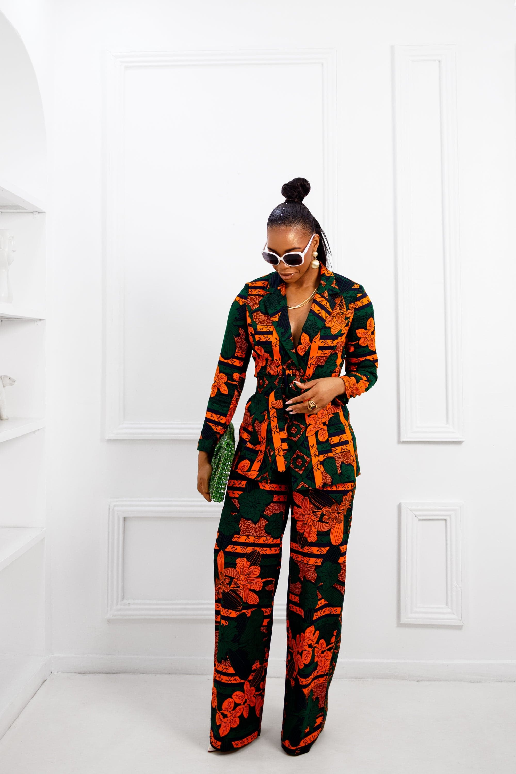 ZYLA AFRICAN PRINT SUIT SET [ORANGE] - 3X-LARGE - Thumbnail 5