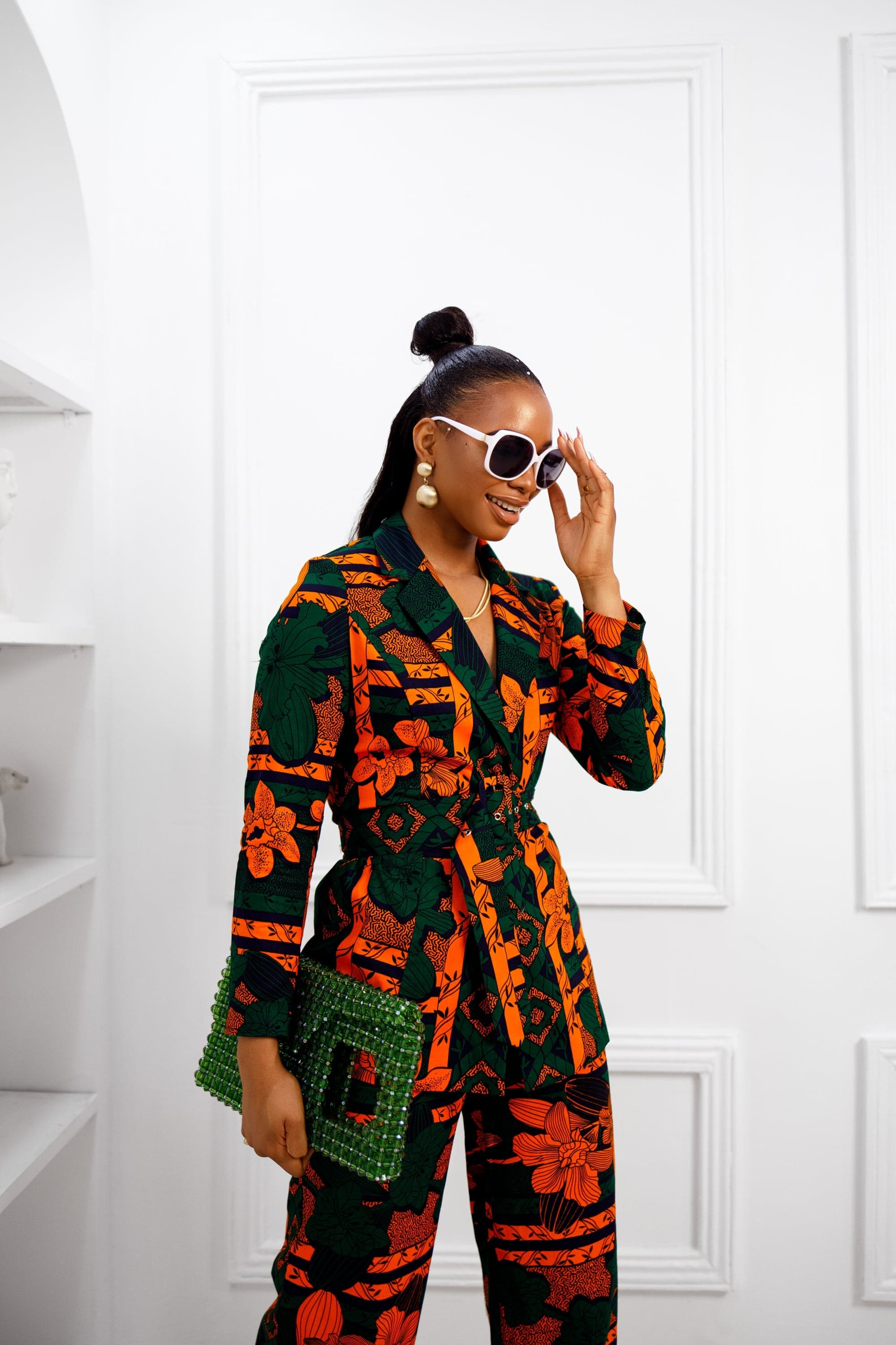 ZYLA AFRICAN PRINT SUIT SET [ORANGE] - 3X-LARGE - Thumbnail 3
