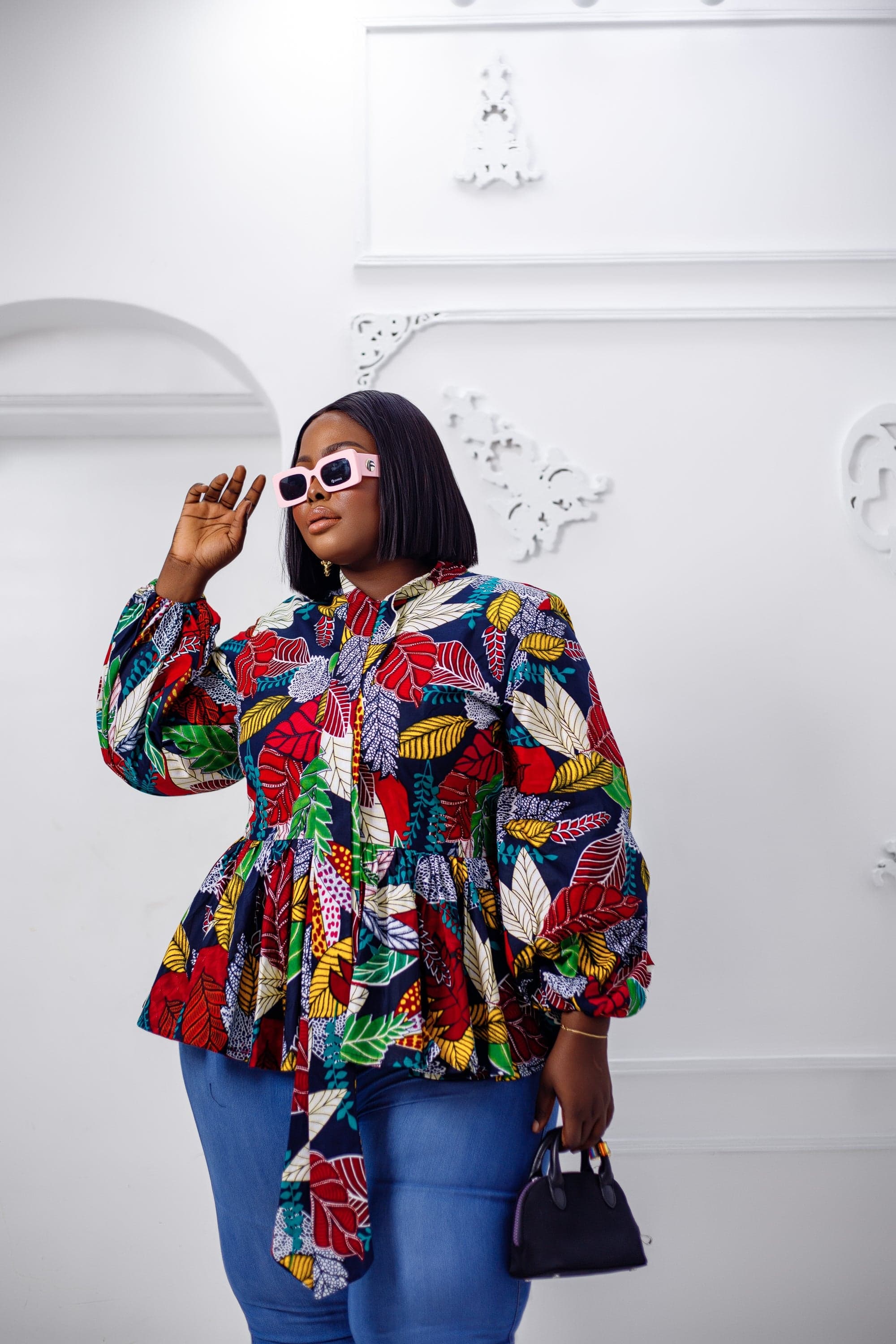 BIBI AFRICAN PRINT PUFF SLEEVE TOP [MULTICOLOR] - 3X-LARGE - Thumbnail 3