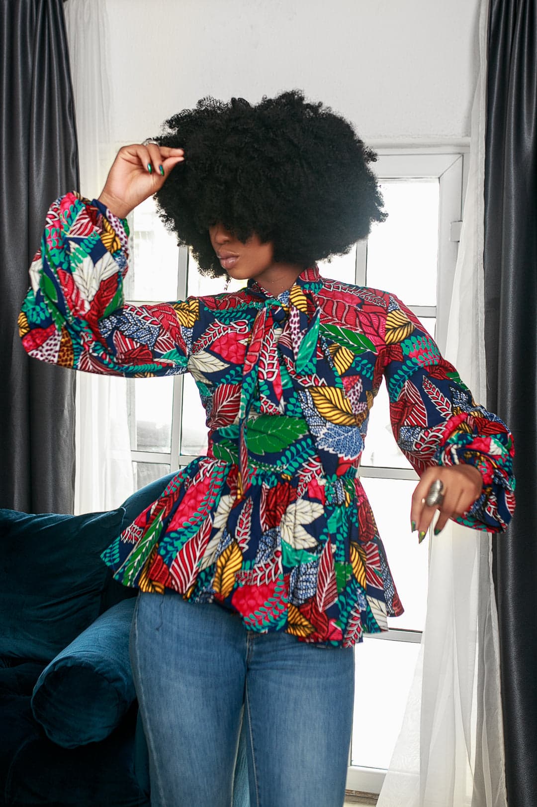 BIBI AFRICAN PRINT PUFF SLEEVE TOP [MULTICOLOR] - 3X-LARGE - Image 1
