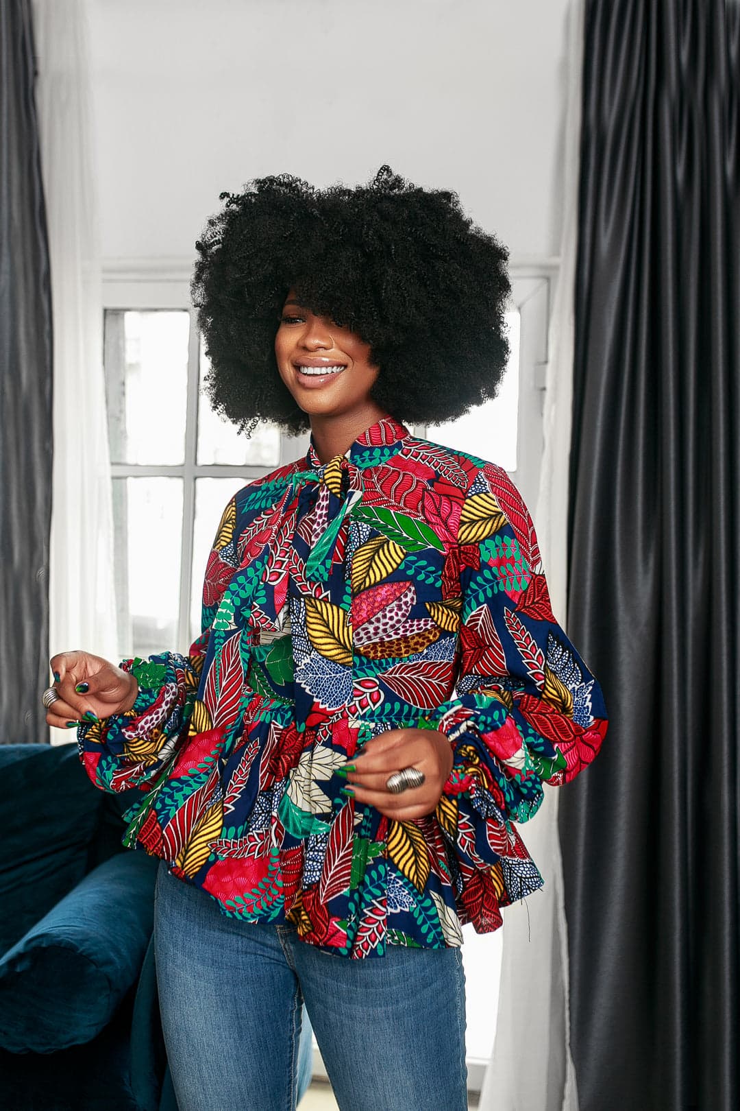 BIBI AFRICAN PRINT PUFF SLEEVE TOP [MULTICOLOR] - 3X-LARGE - Thumbnail 7