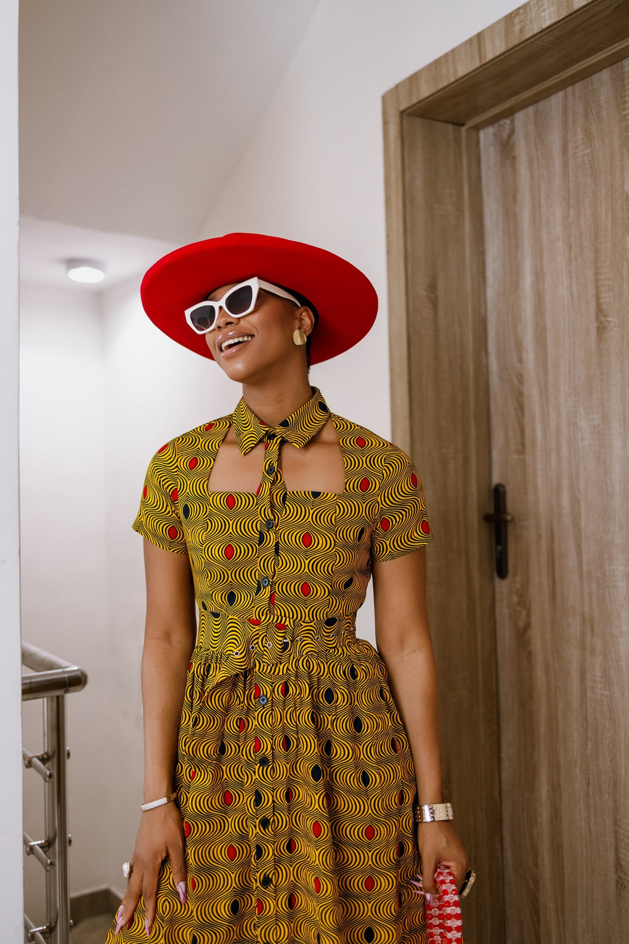 MIA AFRICAN PRINT OPEN FRONT SHIRT DRESS----FINAL SALE - LARGE - Thumbnail 2