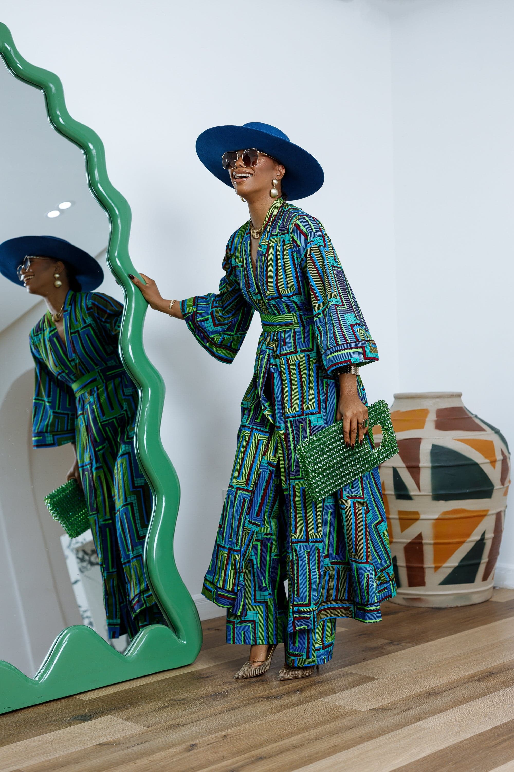 FADE AFRICAN PRINT KIMONO SET. - 2X-LARGE - Image 1