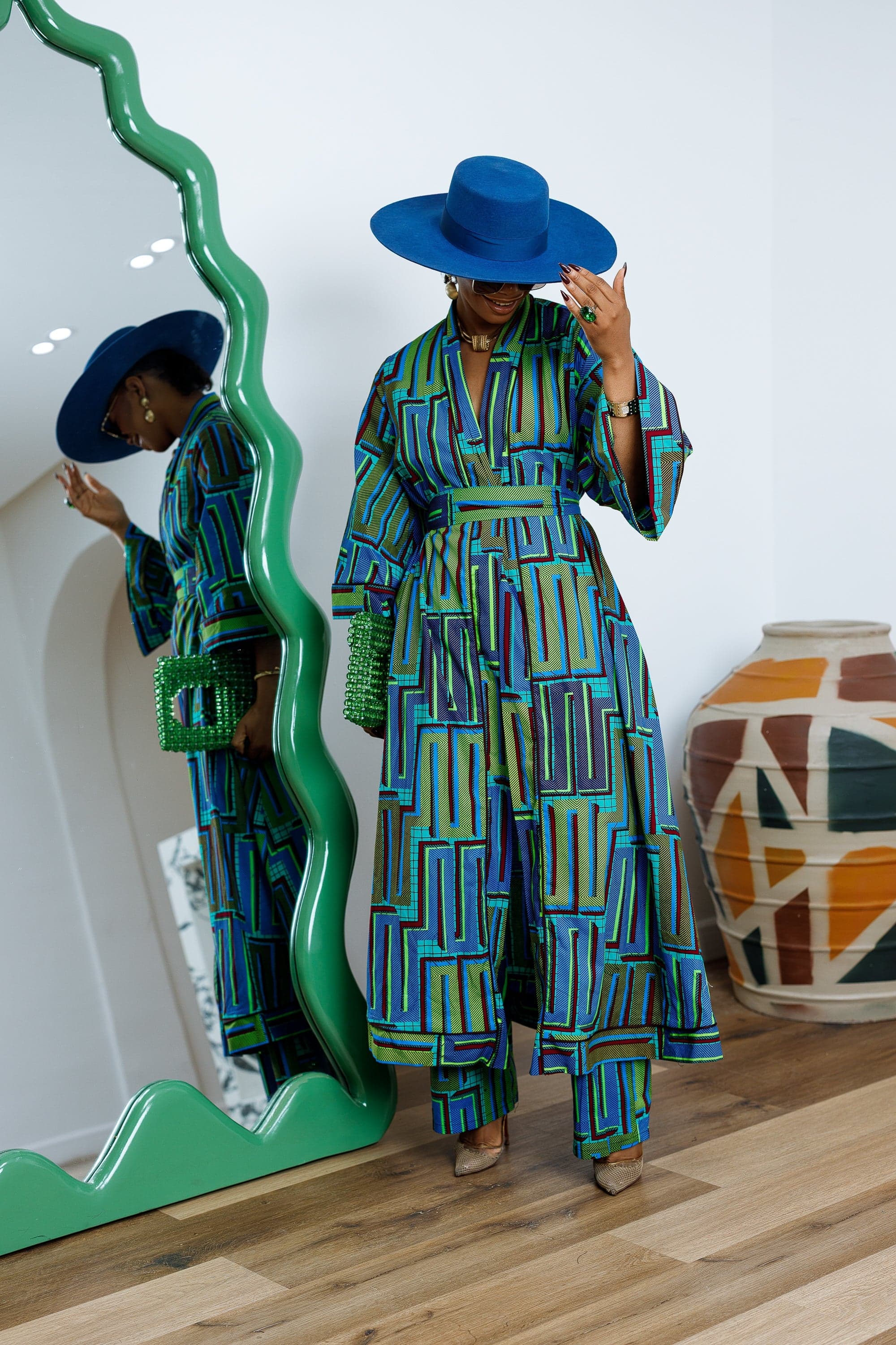 FADE AFRICAN PRINT KIMONO SET. - 3X-LARGE - Thumbnail 2