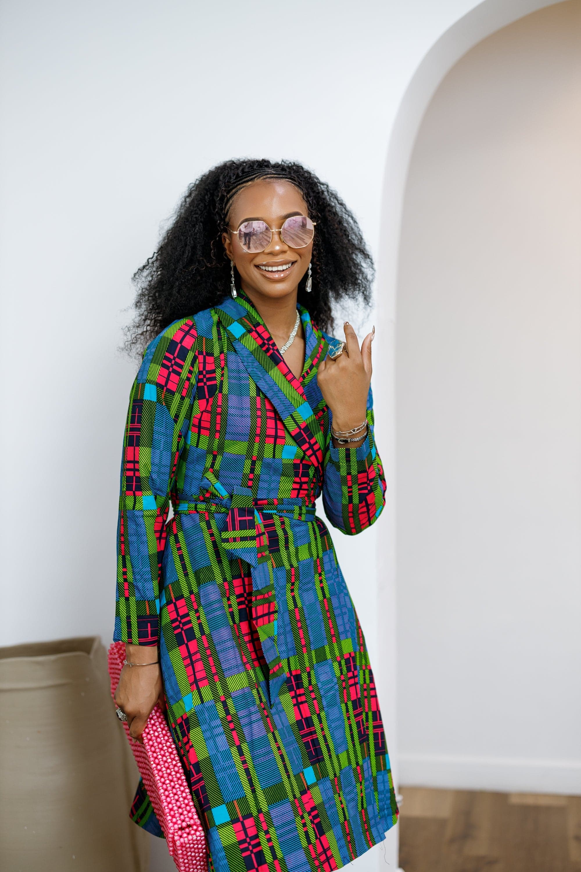 DERA AFRICAN PRINT WRAP MIDI DRESS - MEDIUM - Thumbnail 2