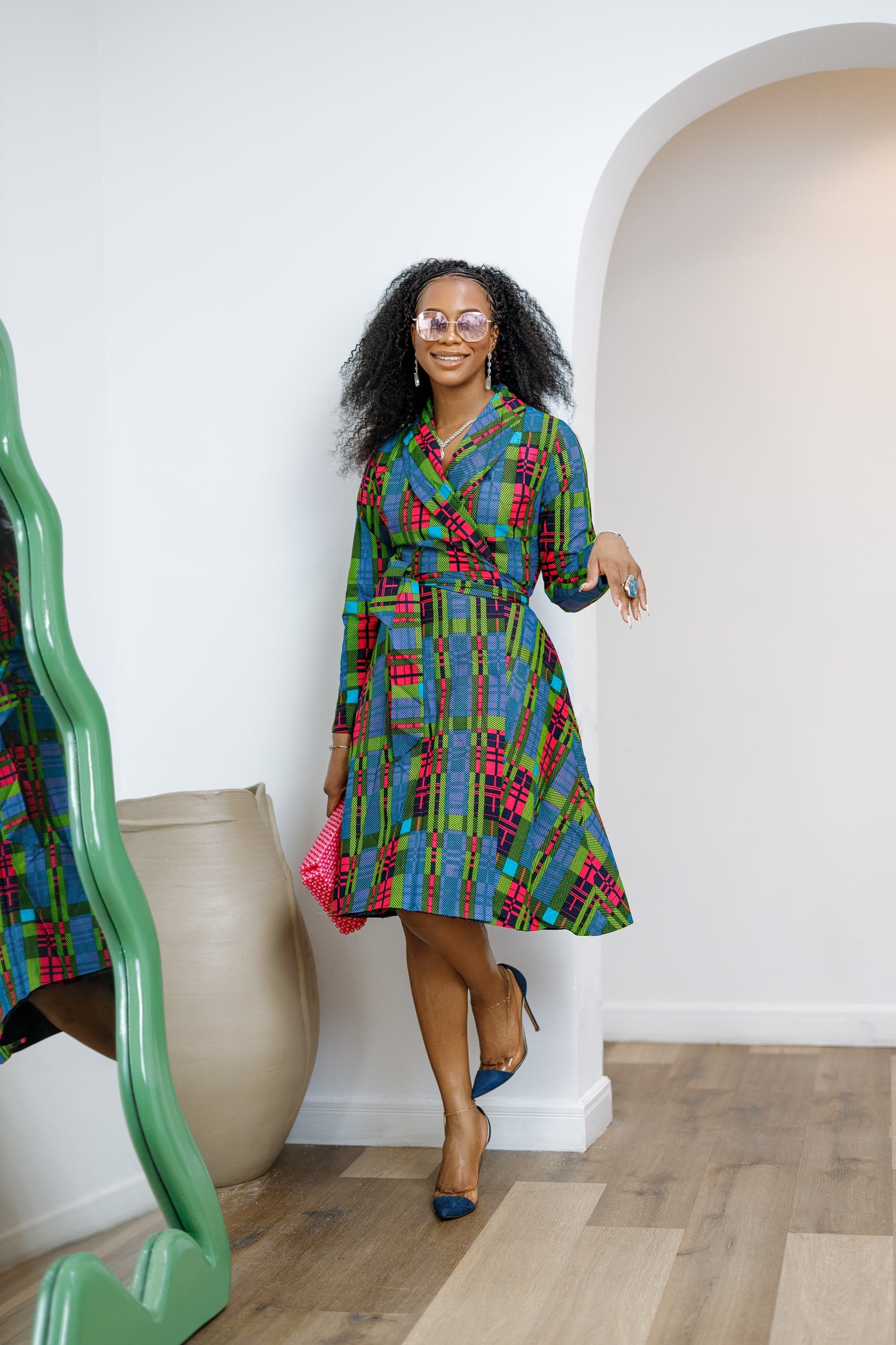 DERA AFRICAN PRINT WRAP MIDI DRESS - 3X-LARGE - Image 1