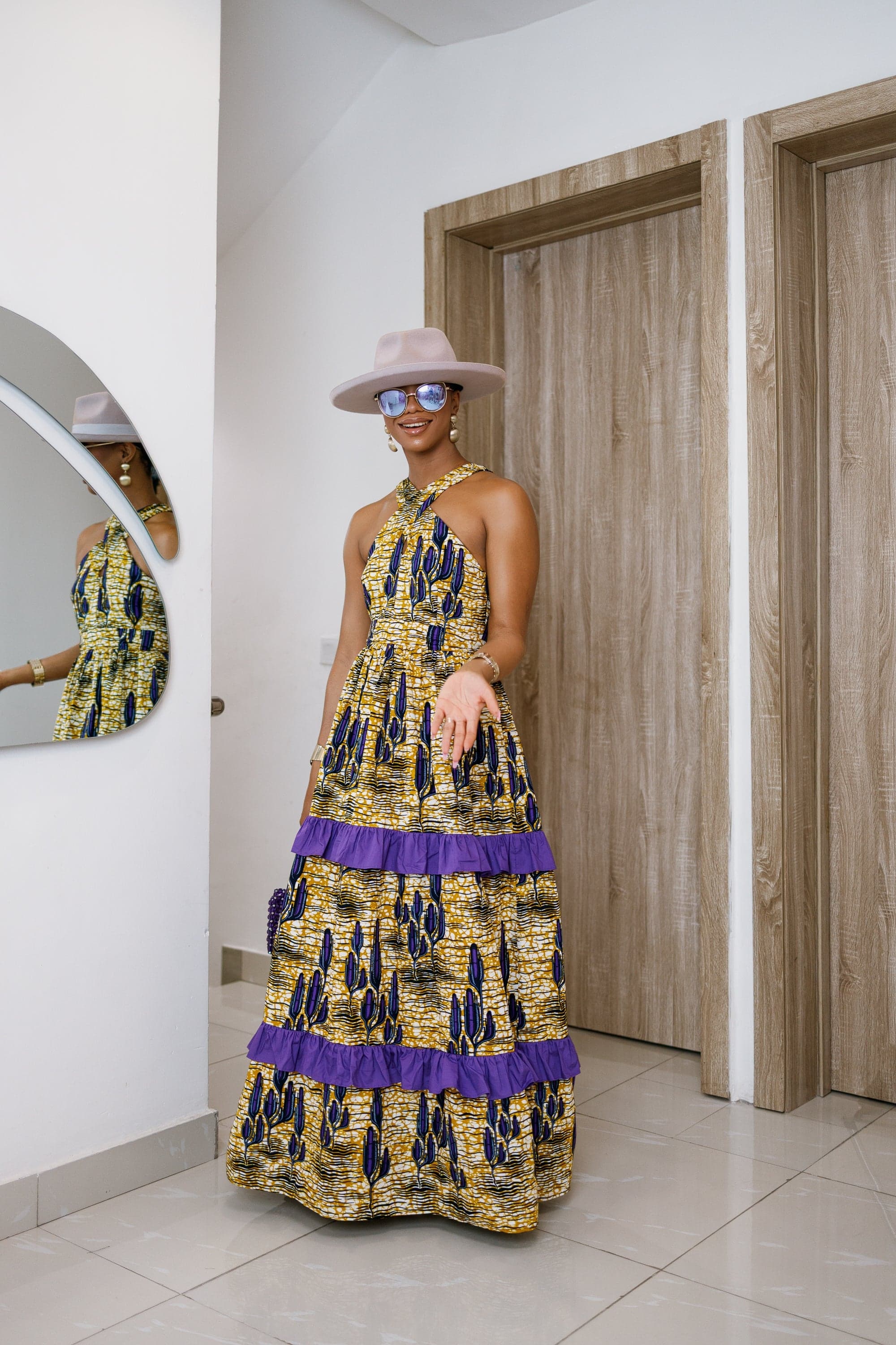 LABI AFRICAN PRINT CRISSCROSS TIERED MAXI DRESS----FINAL SALE - LARGE - Thumbnail 2