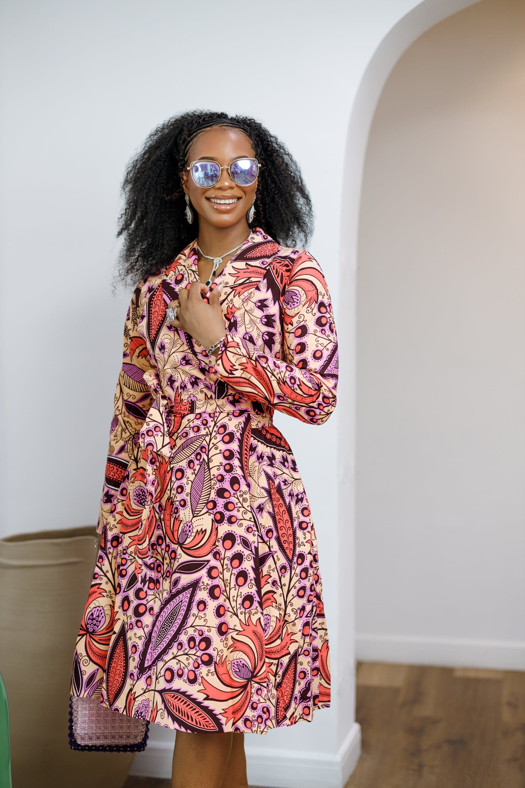 DERA AFRICAN PRINT WRAP MIDI DRESS [MULTICOLOR] - 3X-LARGE - Image 1