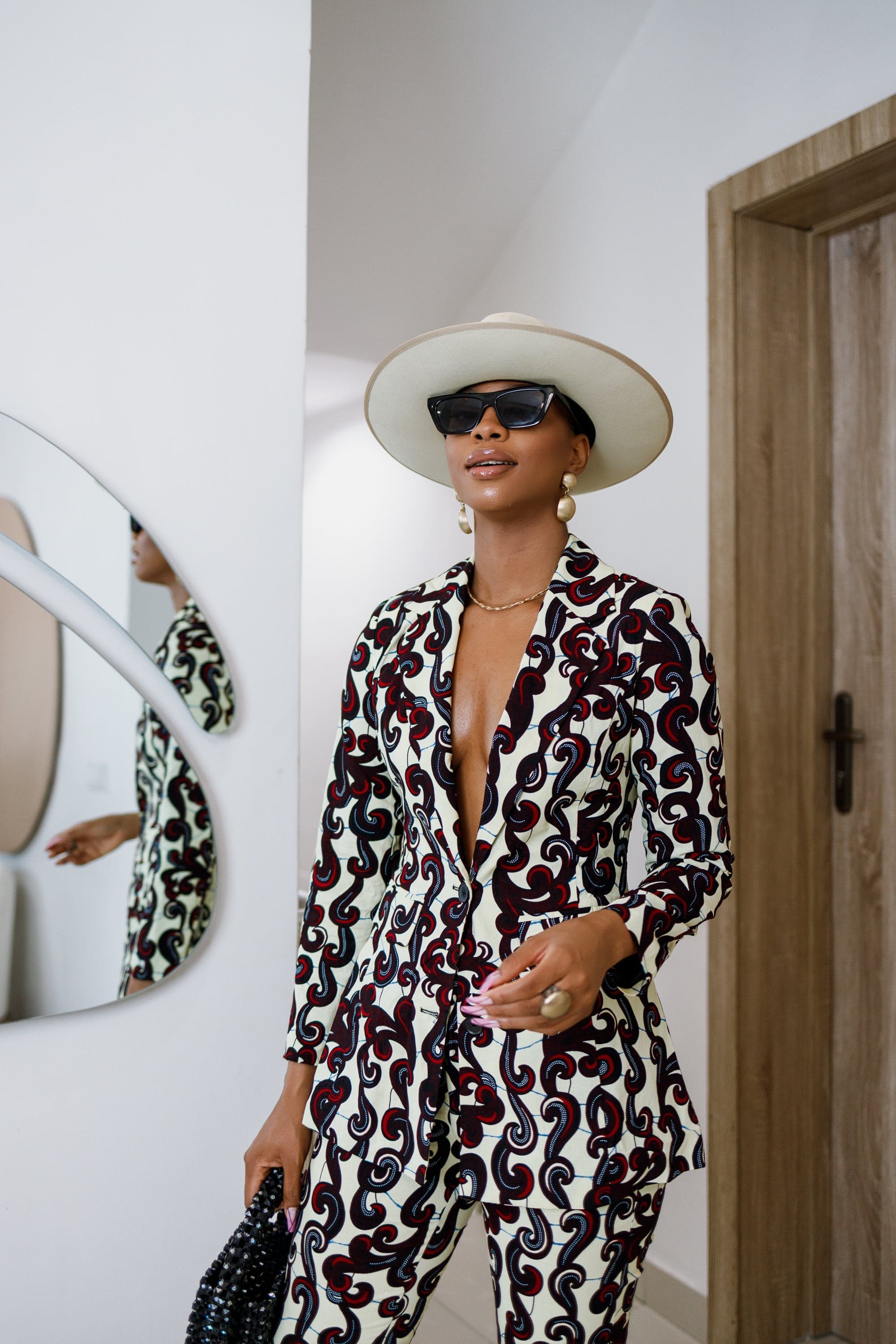 HAWA AFRICAN PRINT TAILORED SUIT SET [MULTICOLOR]----FINAL SALE - 3X-LARGE - Image 1