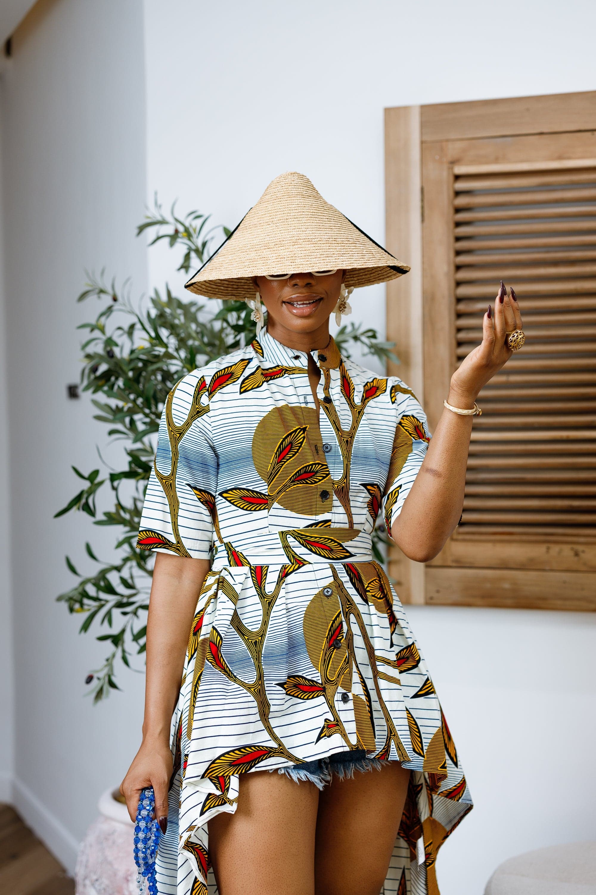 AFUA AFRICAN PRINT HI-LOW TOP - 3X-LARGE - Thumbnail 2