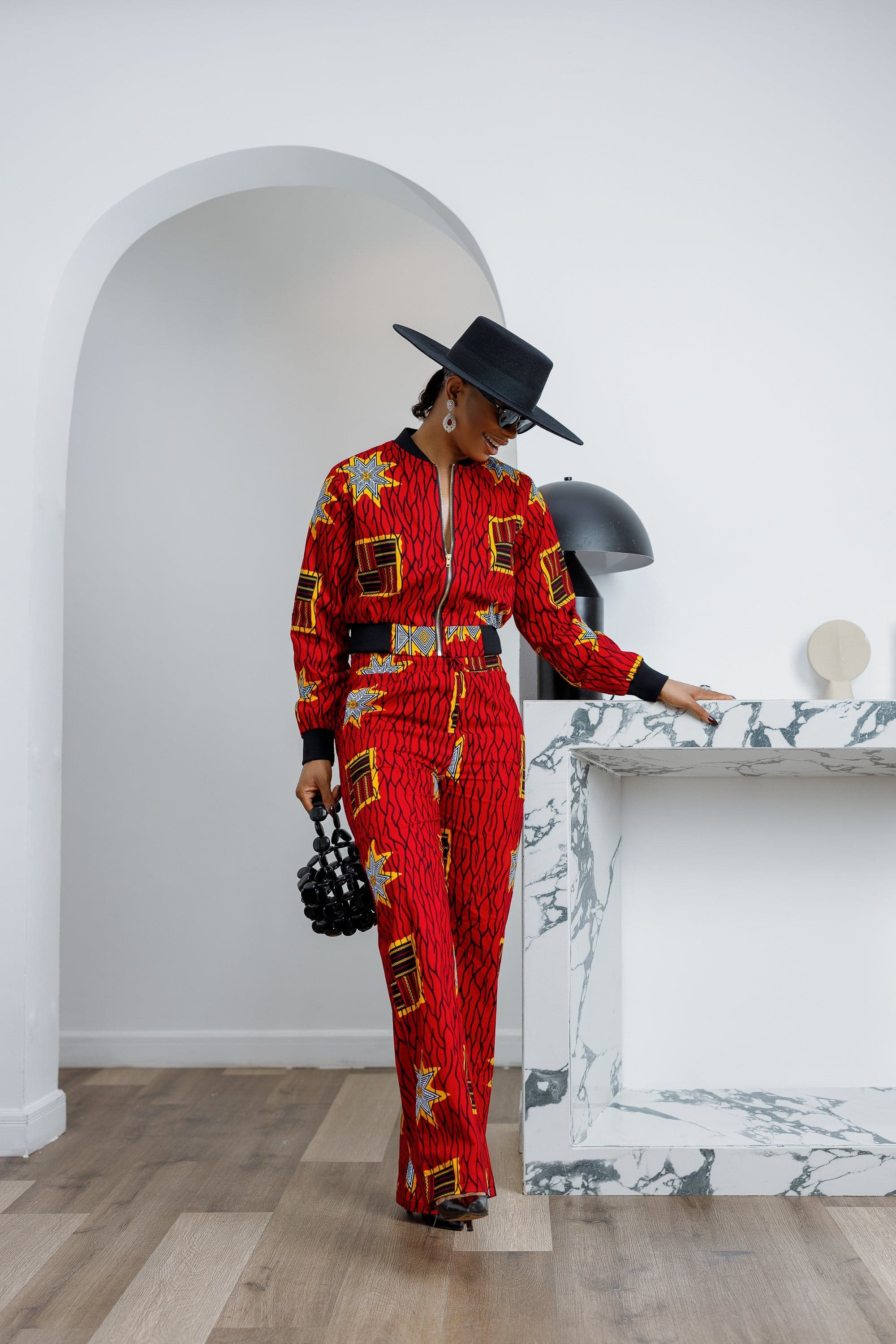 ADA AFRICAN PRINT BOMBER SET [RED] - 3X-LARGE - Thumbnail 3