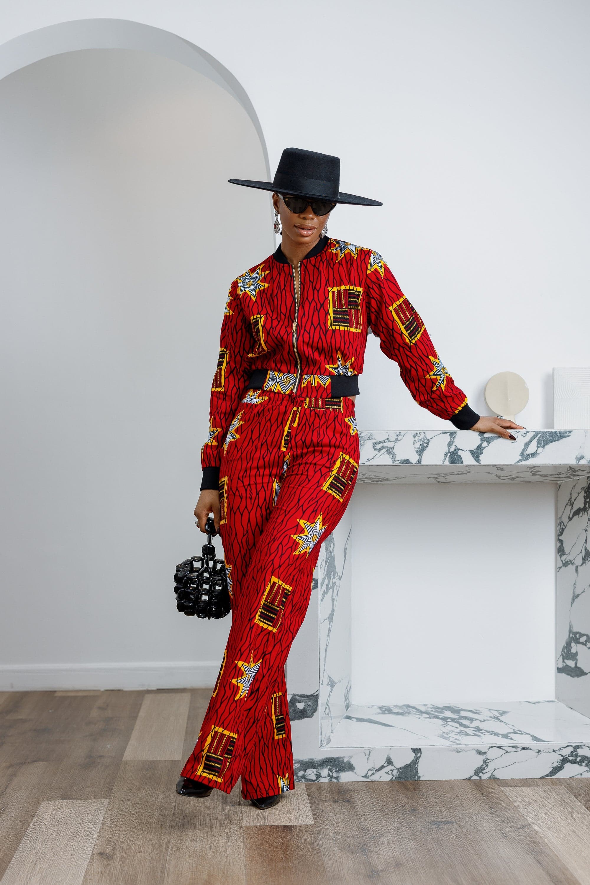 ADA AFRICAN PRINT BOMBER SET [RED] - 3X-LARGE - Image 1