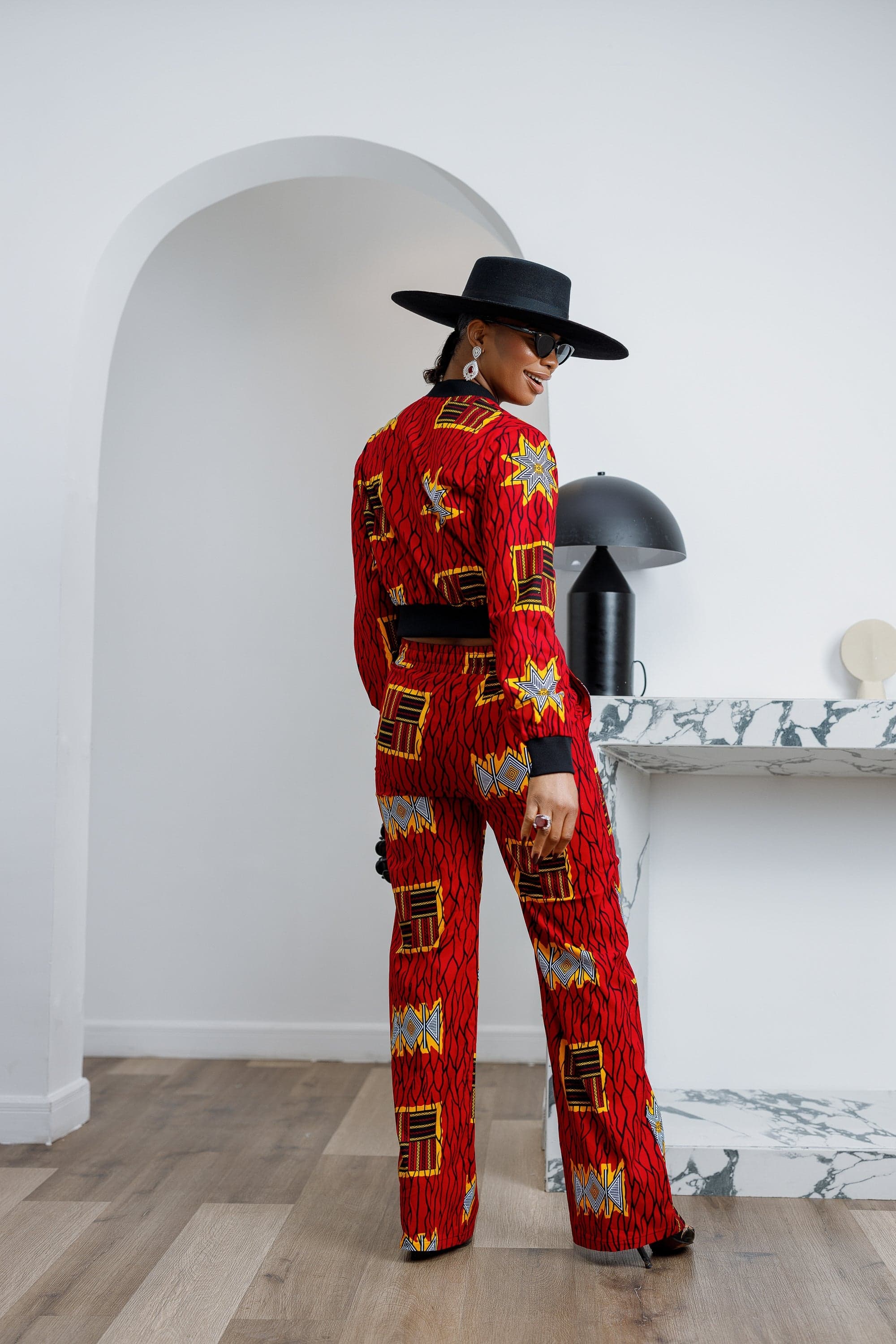 ADA AFRICAN PRINT BOMBER SET [RED] - 3X-LARGE - Thumbnail 4