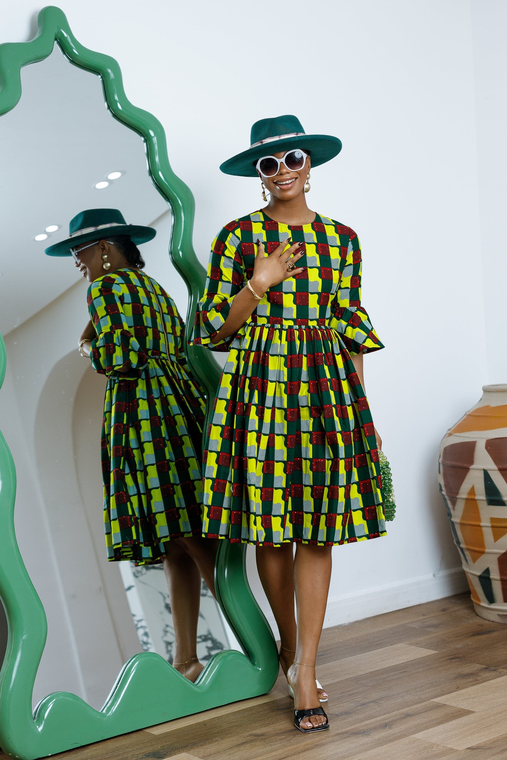 IRENE AFRICAN PRINT MIDI DRESS [MULTICOLOR] - 1X-LARGE - Thumbnail 2