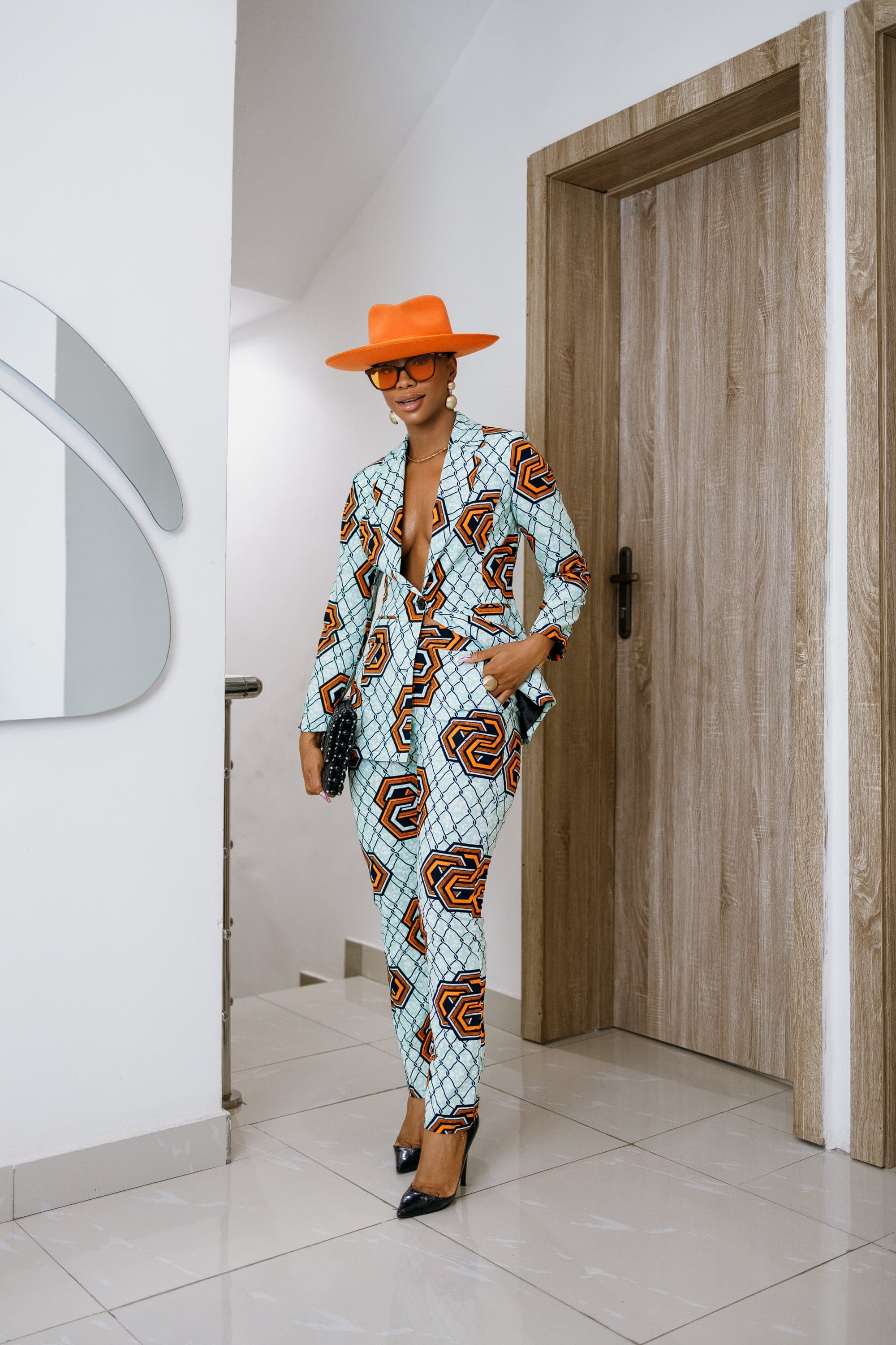 HAWA AFRICAN PRINT TAILORED SUIT SET----FINAL SALE - 3X-LARGE - Thumbnail 3