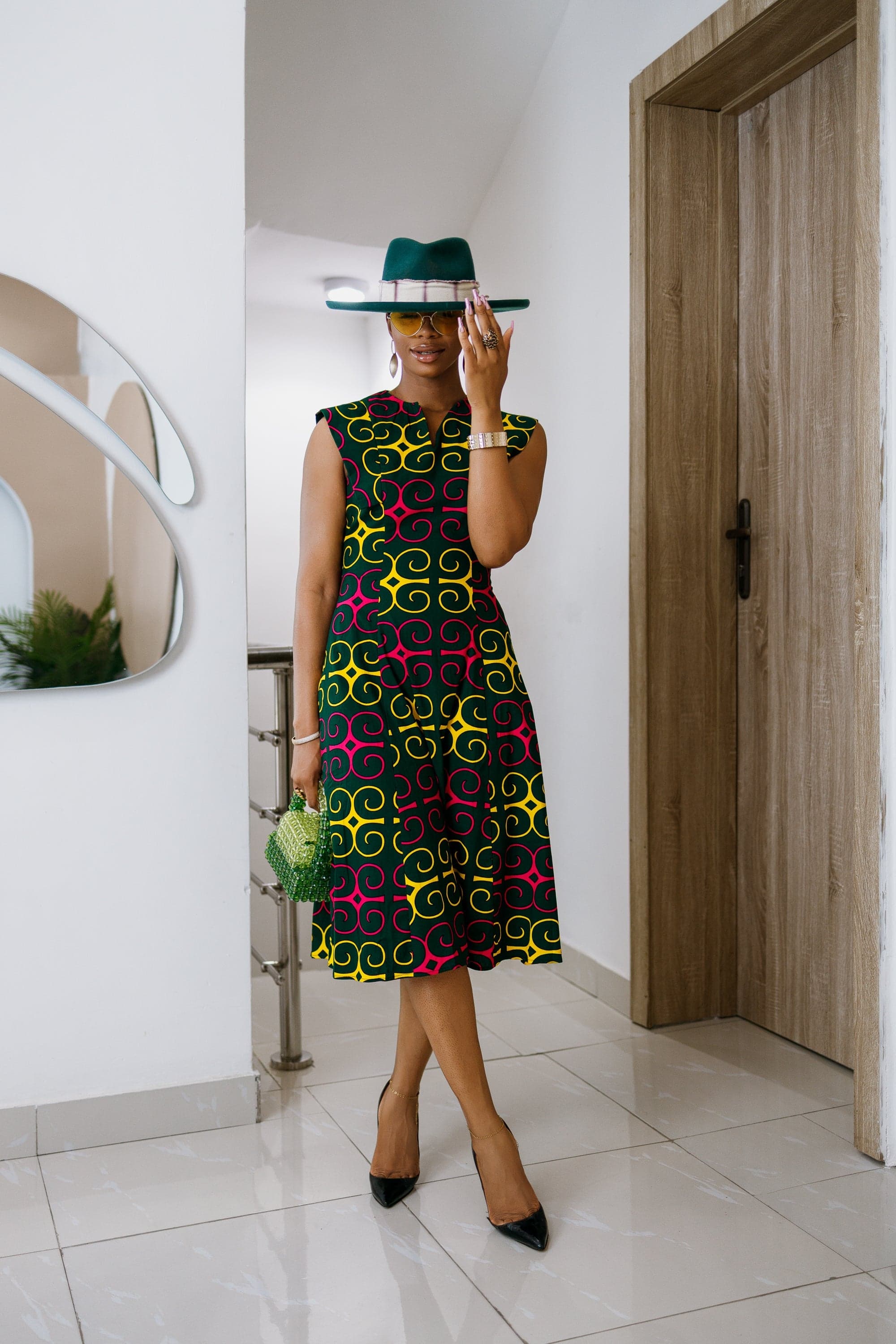 RAISA AFRICAN PRINT SLEEVELESS MIDI DRESS - 3X-LARGE - Thumbnail 4