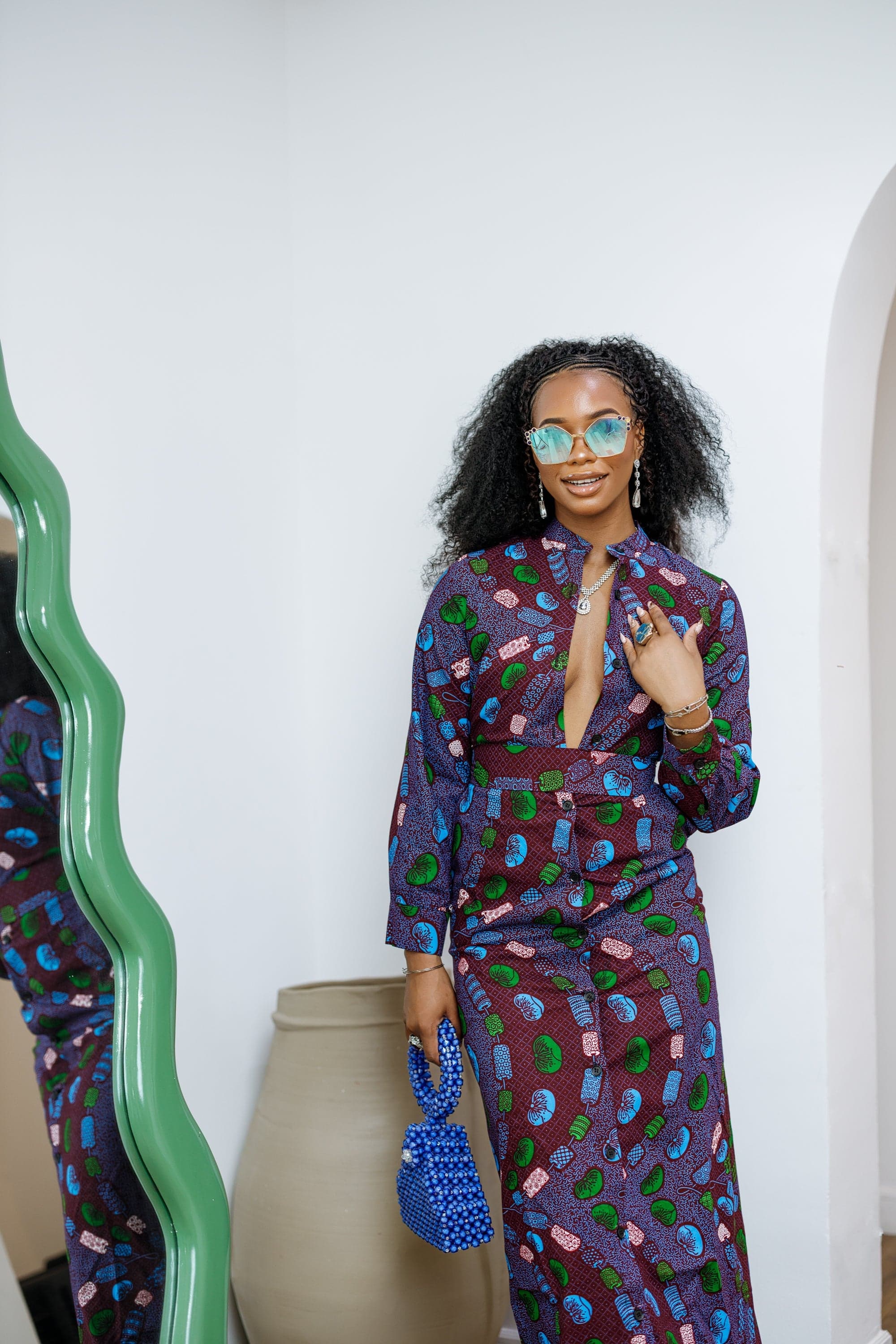 EMILY AFRICAN PRINT BUTTON MAXI DRESS [MULTICOLOR] - 3X-LARGE - Thumbnail 3