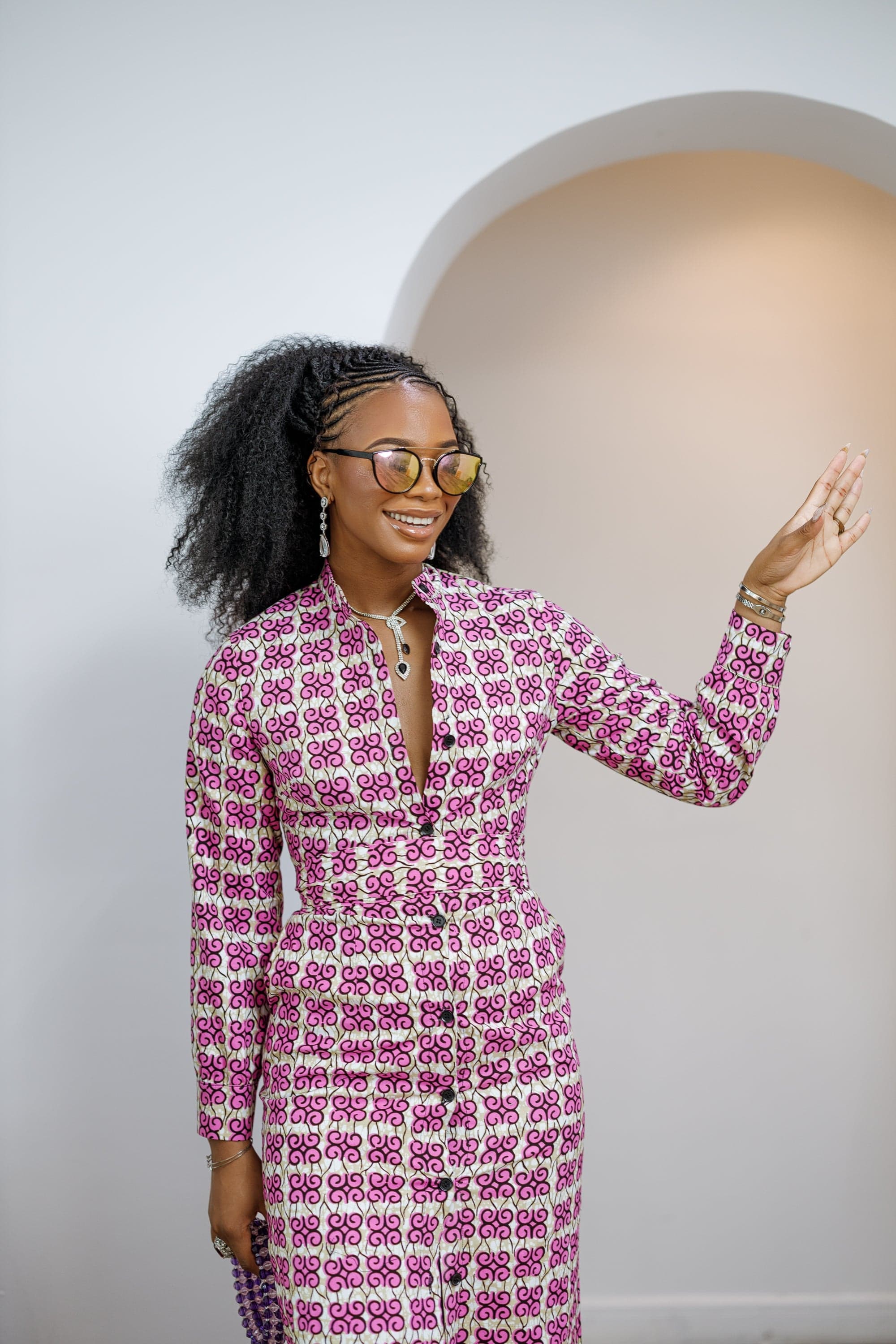 EMILY AFRICAN PRINT BUTTON MAXI DRESS - LARGE - Thumbnail 2