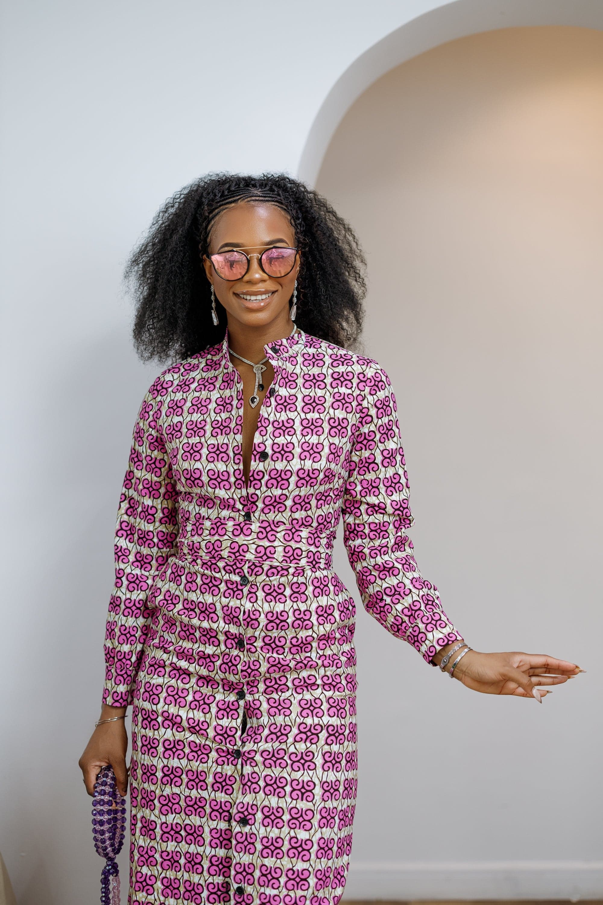 EMILY AFRICAN PRINT BUTTON MAXI DRESS - SMALL - Thumbnail 5