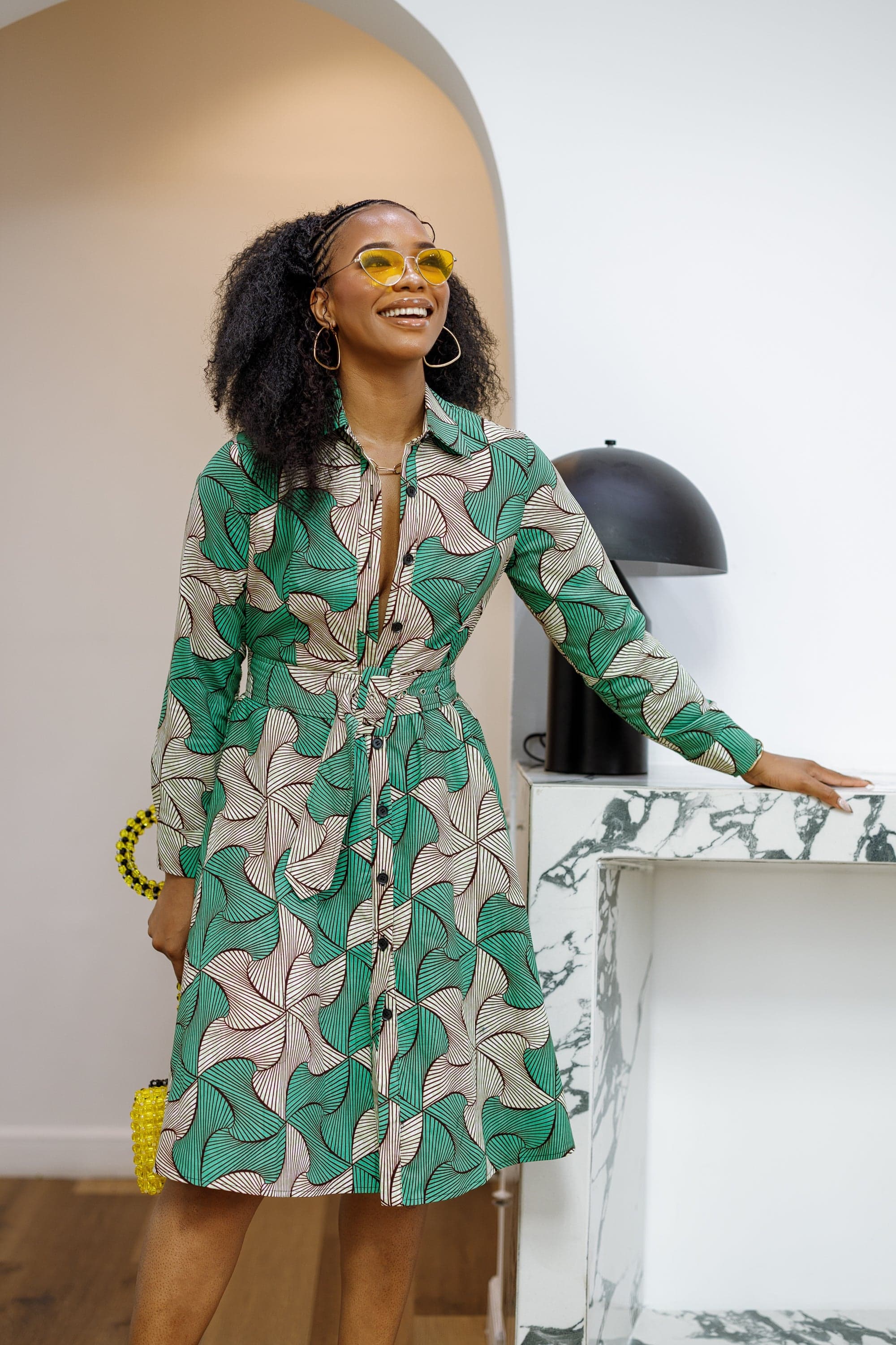 ELIZABETH AFRICAN PRINT BUTTON DOWN DRESS - 3X-LARGE - Thumbnail 2