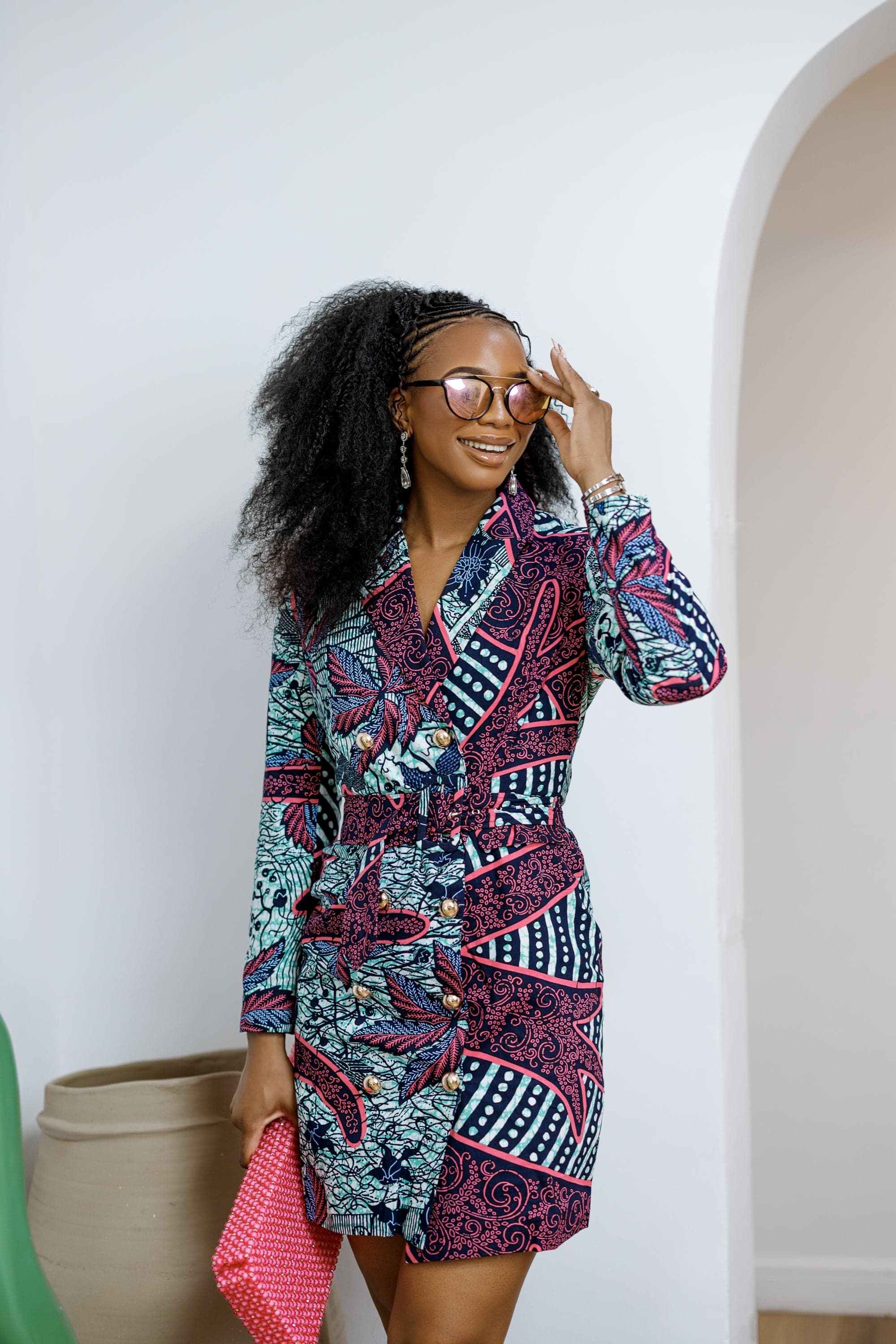MOTUN AFRICAN PRINT BLAZER DRESS [MULTICOLOR]----FINAL SALE - 1X-LARGE - Thumbnail 2