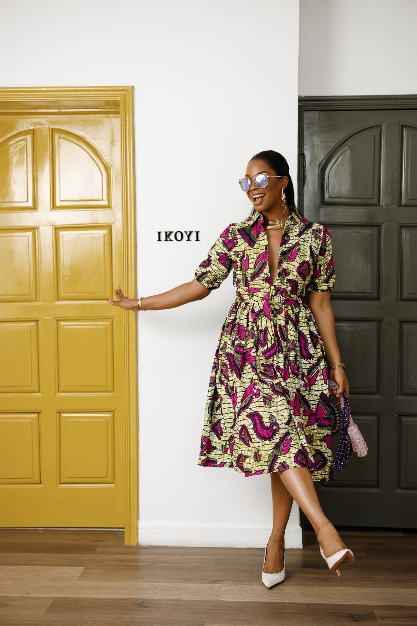 MOREMI AFRICAN PRINT BUTTON DOWN DRESS - 2X-LARGE - Image 1