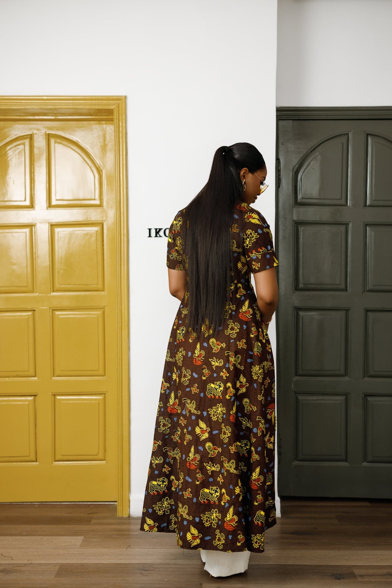 FOLA AFRICAN PRINT COLLARED ZIP FRONT TOP DRESS - 3X-LARGE - Thumbnail 3