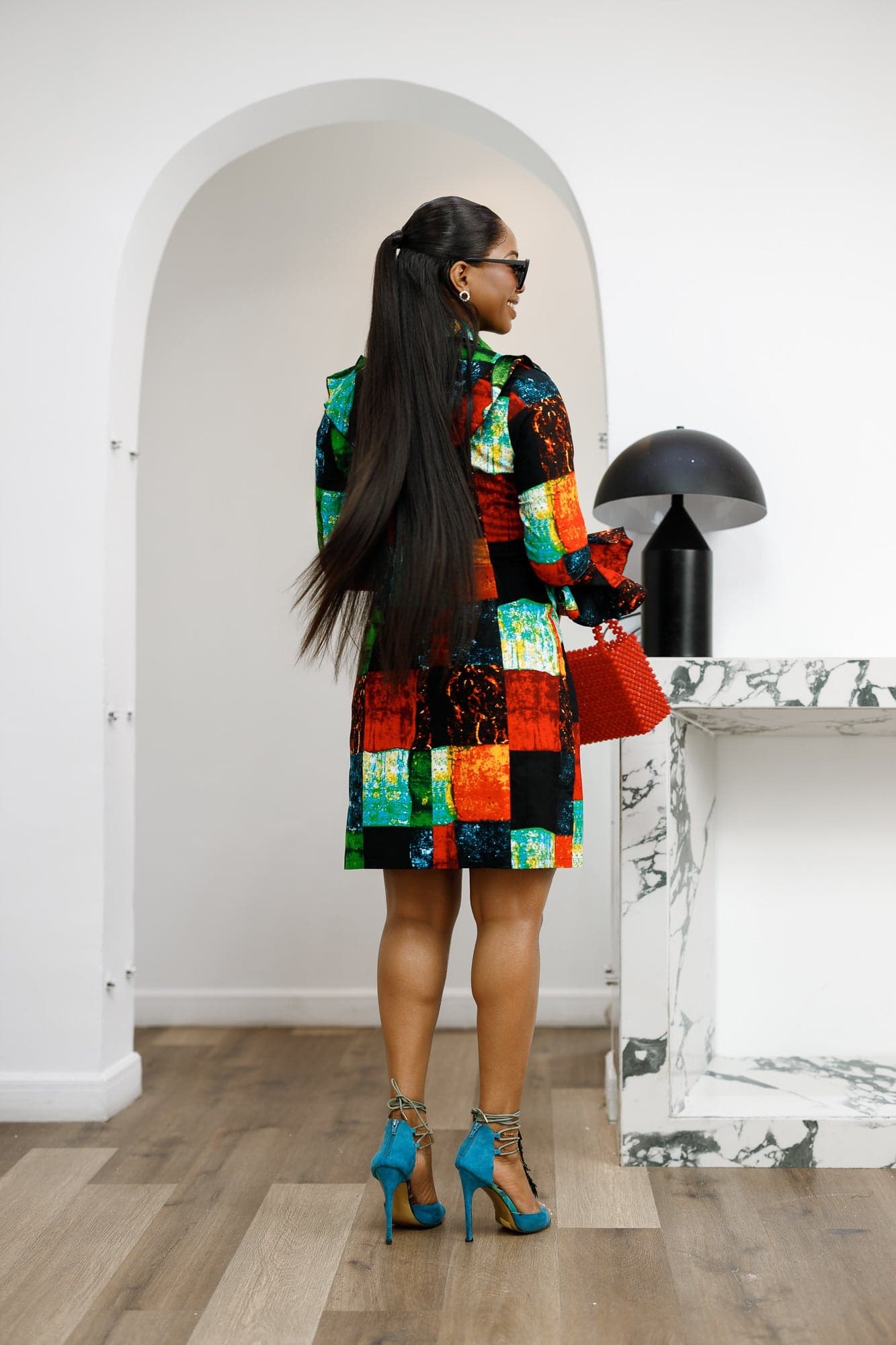 RERE AFRICAN PRINT BUTTON FRONT SHIRT DRESS [MULTICOLOR] - SMALL - Thumbnail 5