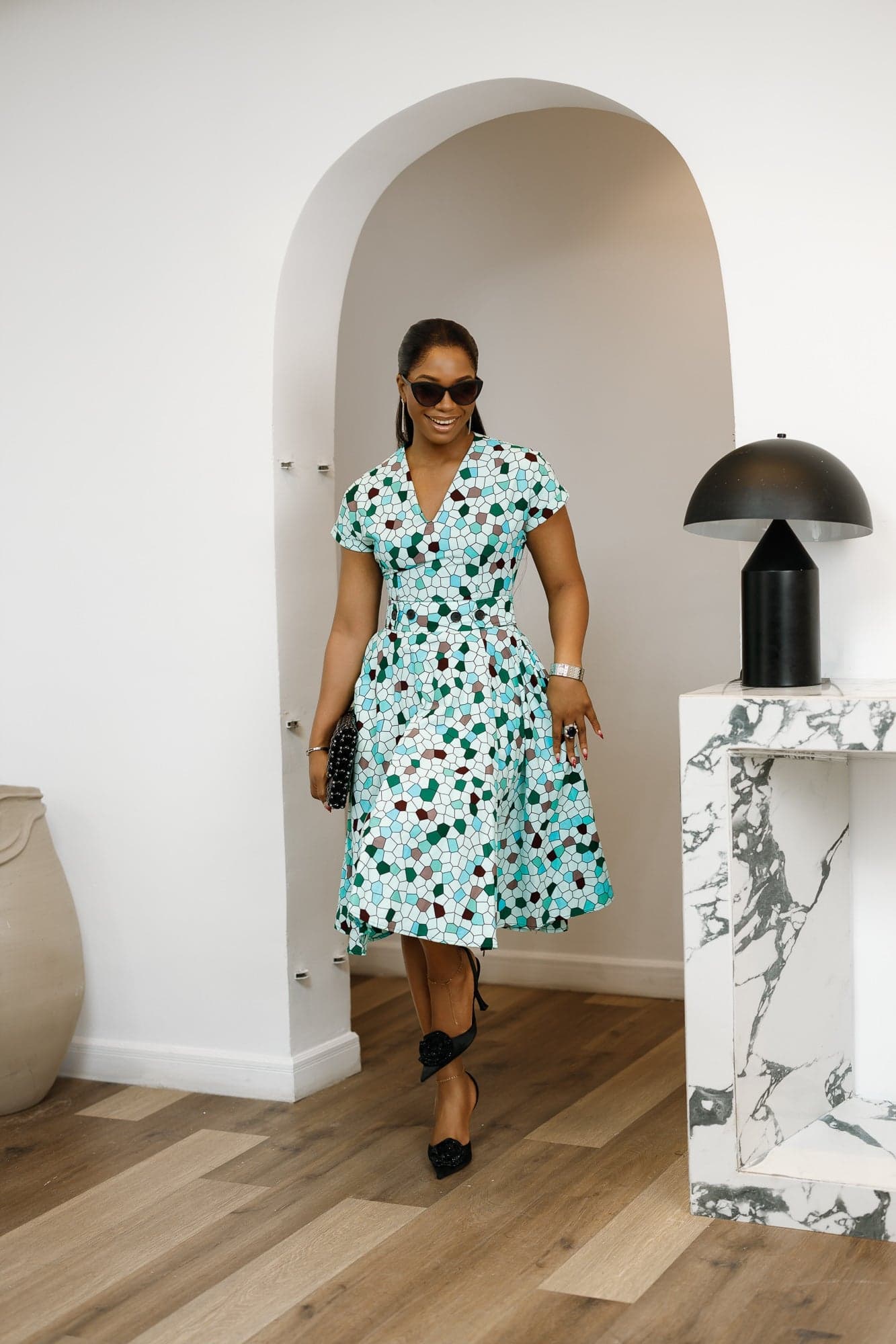 GINA AFRICAN PRINT MIDI DRESS [GEOMETRIC] - 3X-LARGE - Image 1