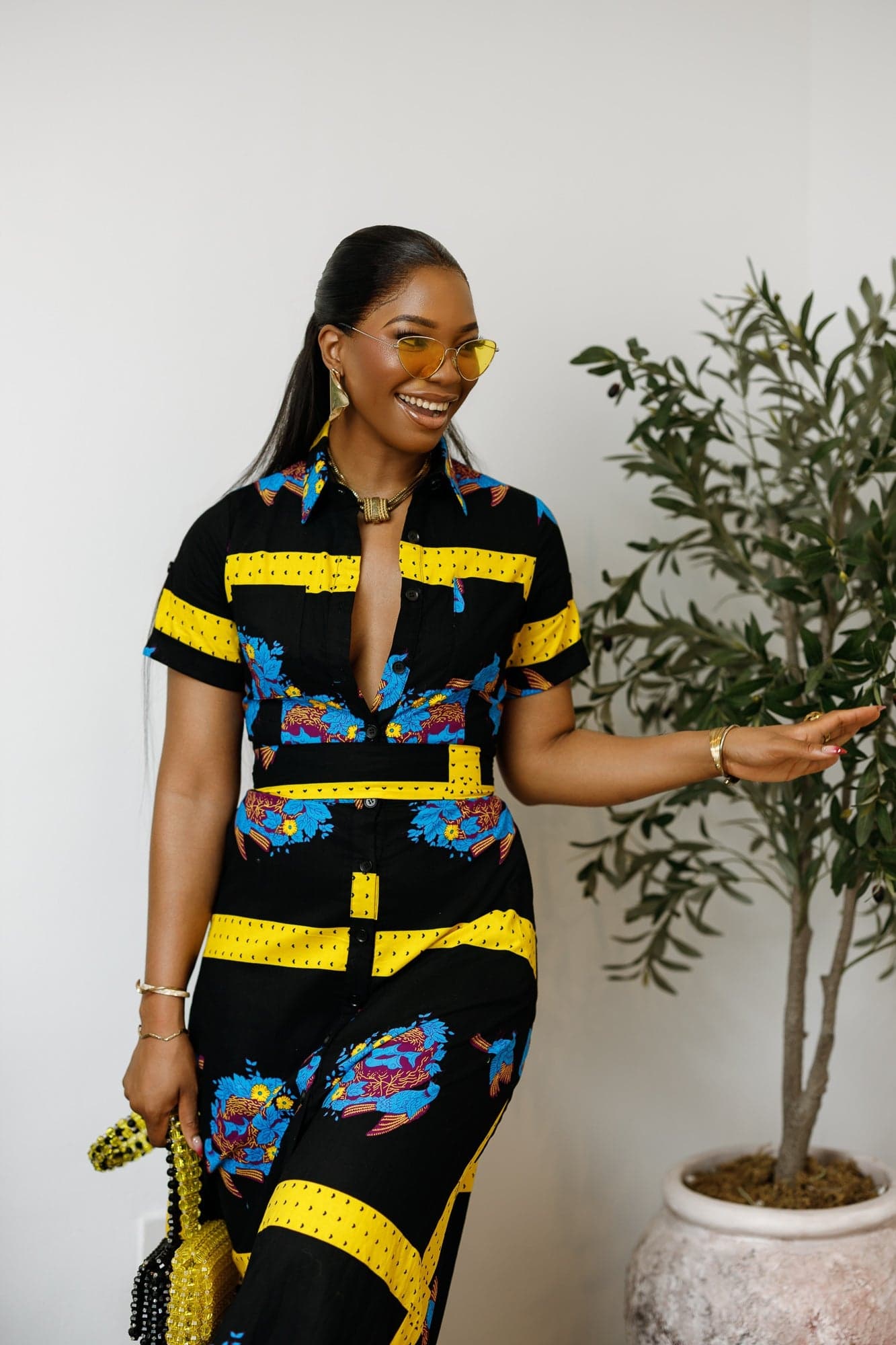 NANNY AFRICAN PRINT MAXI A-LINE SHIRT DRESS - MEDIUM - Image 1