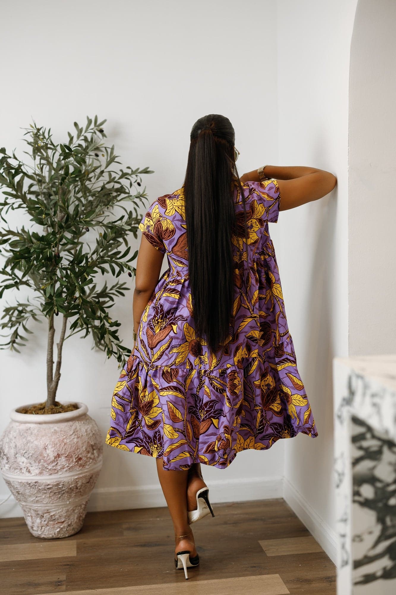 JOLA AFRICAN PRINT TIERED SHIRT DRESS [MULTICOLOR] - LARGE - 1X-LARGE - Thumbnail 4