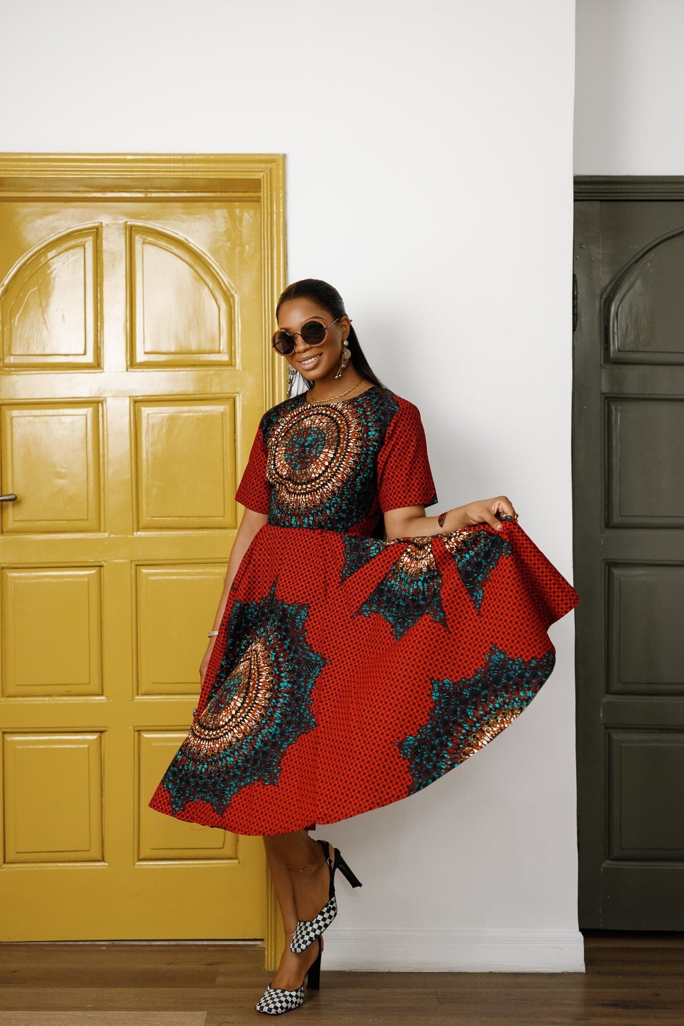 MARIAMA AFRICAN PRINT MIDI DRESS - 3X-LARGE - Thumbnail 2