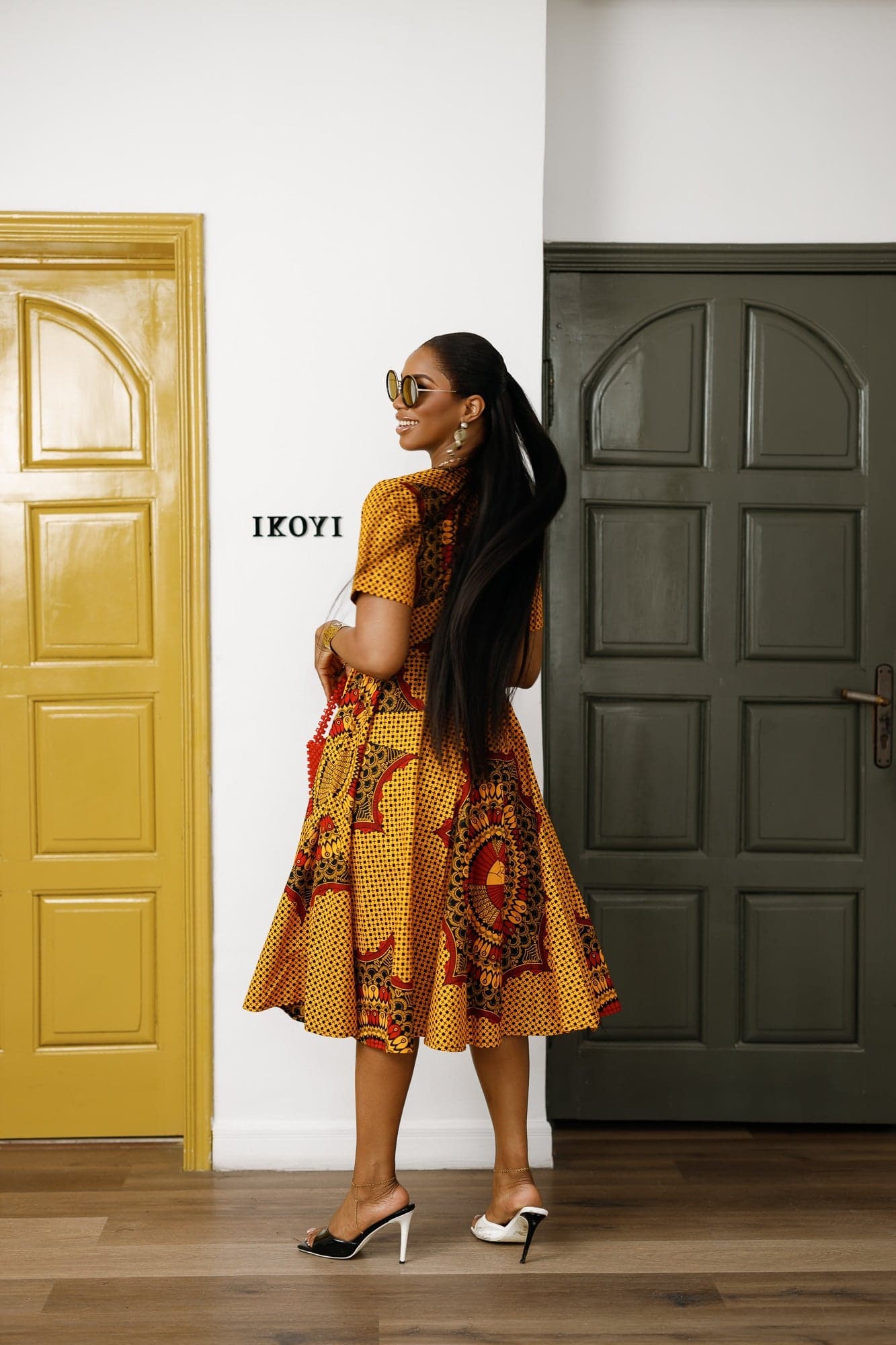 MARIAMA AFRICAN PRINT MIDI DRESS [ORANGE] - MEDIUM - Thumbnail 7