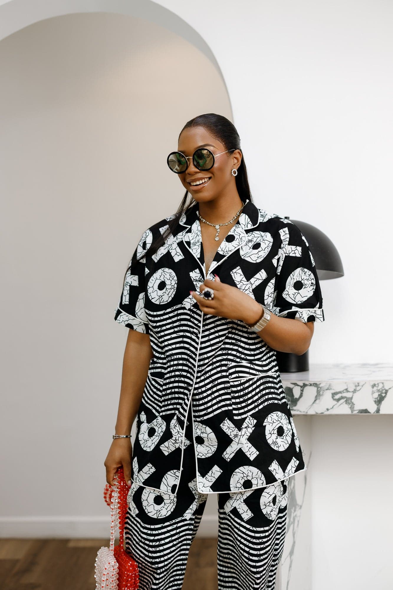 LARA AFRICAN PRINT SHIRT SET [BLACK] - 3X-LARGE - Image 1