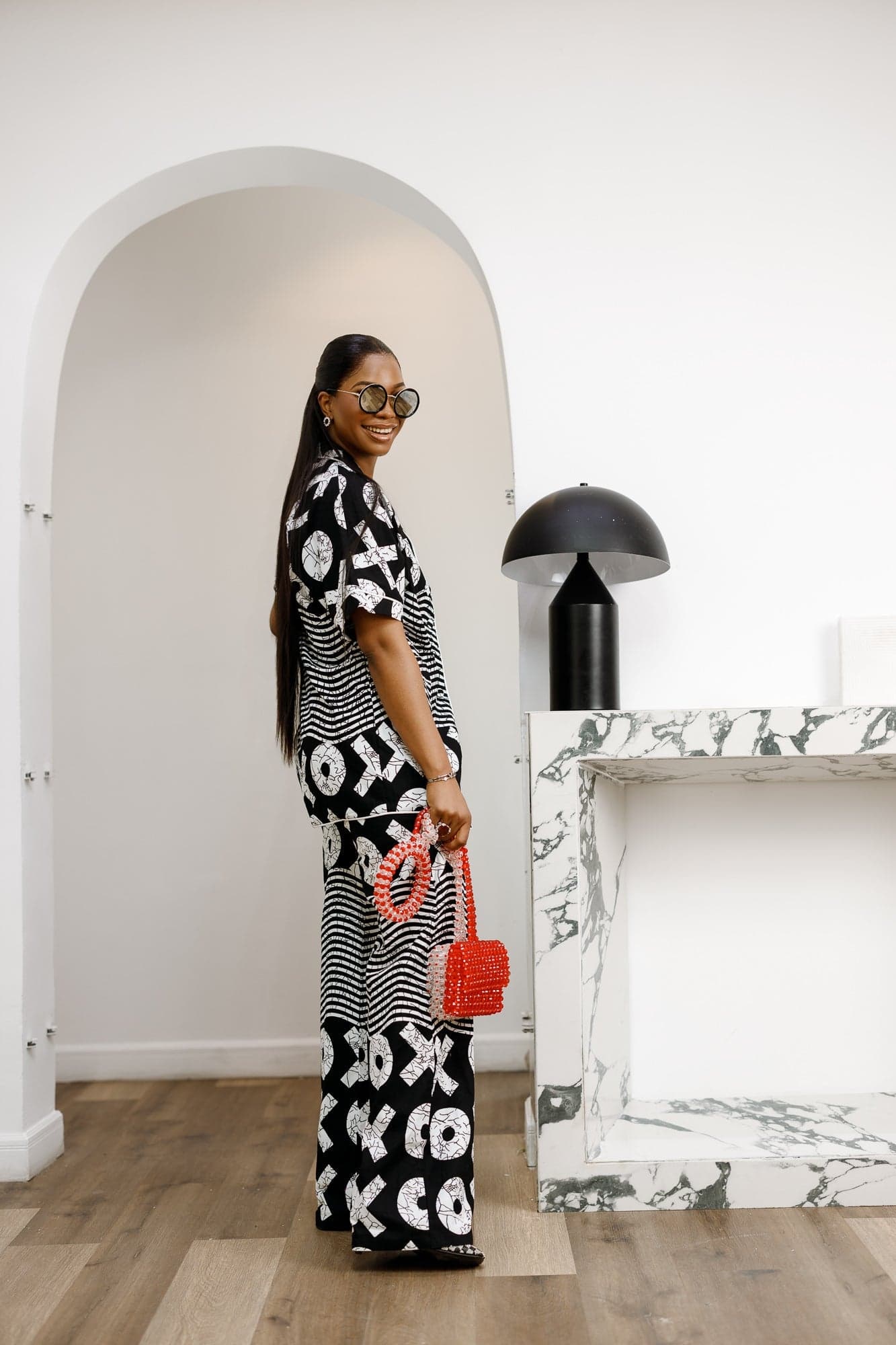 LARA AFRICAN PRINT SHIRT SET [BLACK] - 2X-LARGE - Thumbnail 5