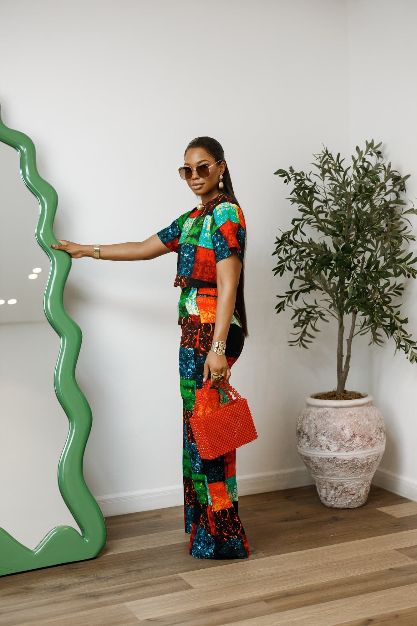 ADUN AFRICAN PRINT TWO PIECE PANT SET [MULTICOLOR] - LARGE - Thumbnail 3