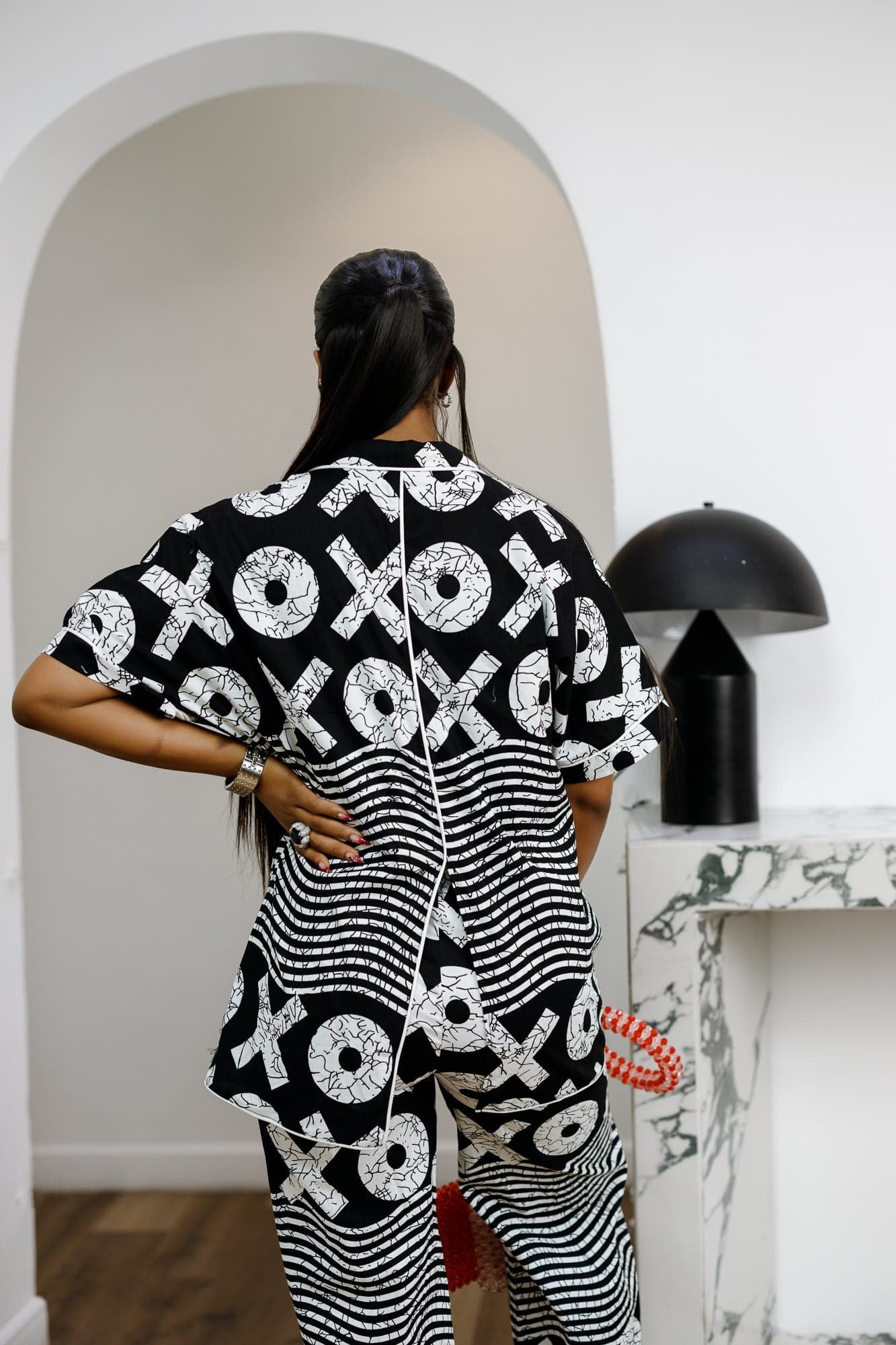 LARA AFRICAN PRINT SHIRT SET [BLACK] - 2X-LARGE - Thumbnail 3