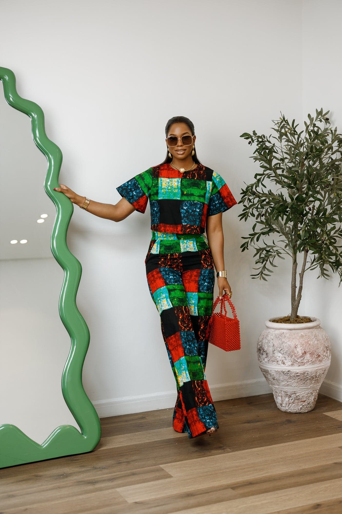 ADUN AFRICAN PRINT TWO PIECE PANT SET [MULTICOLOR] - LARGE - Image 1