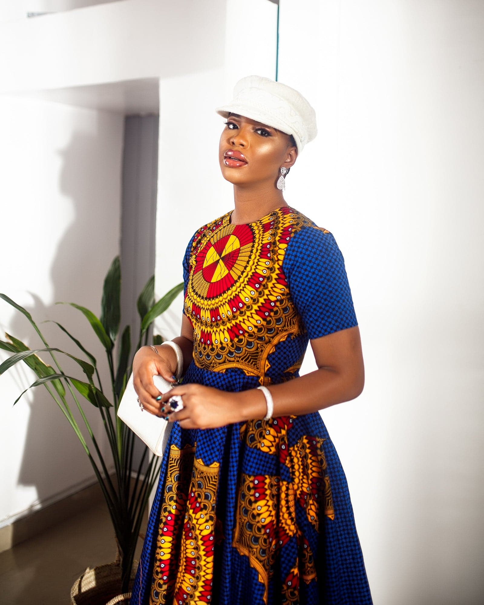 MARIAMA AFRICAN PRINT MIDI DRESS [BLUE] - 3X-LARGE - Thumbnail 3