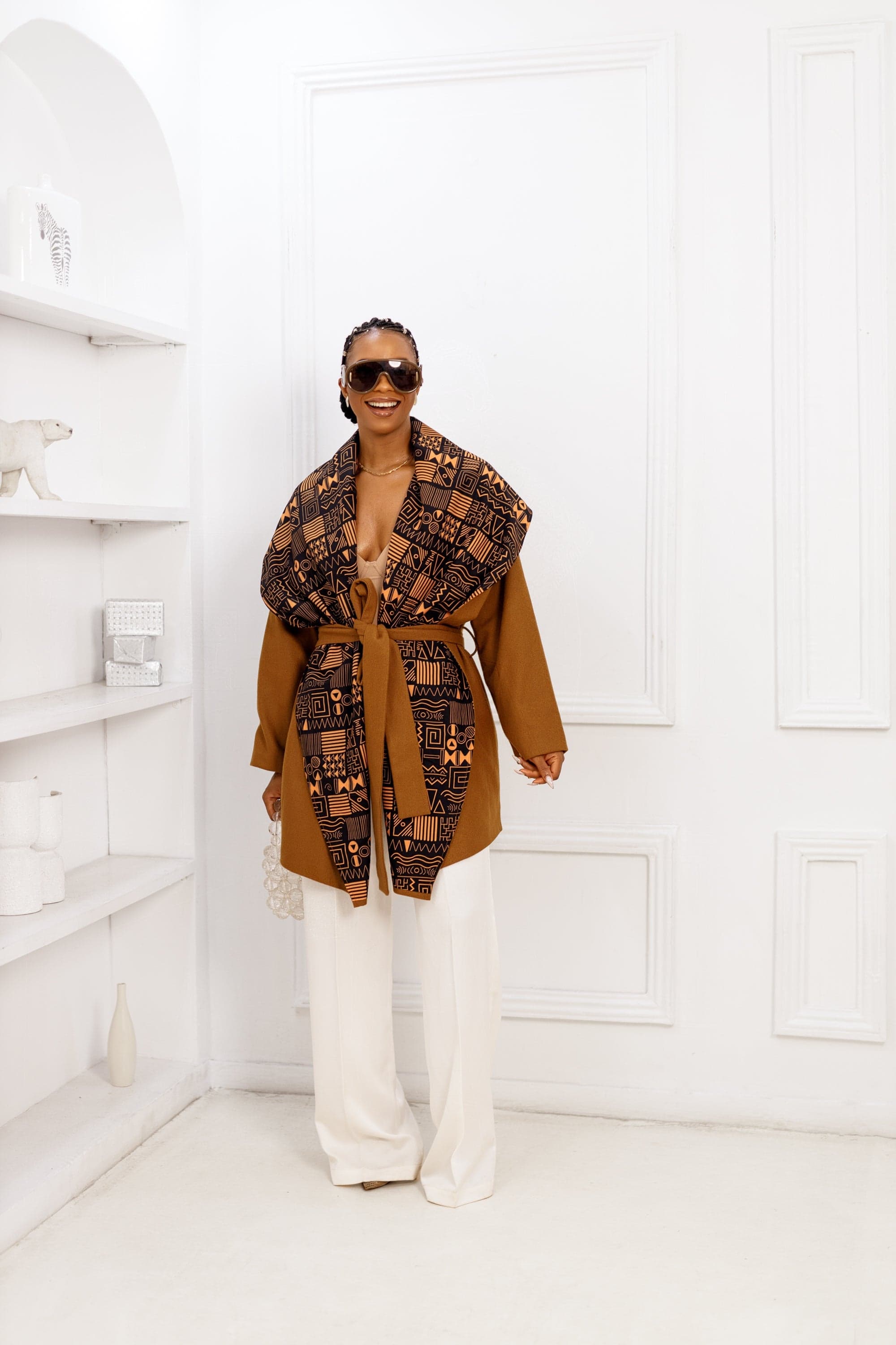 DONNA AFRICAN PRINT WOOL PONCHO ----FINAL SALE - LARGE - 1X-LARGE - Thumbnail 4