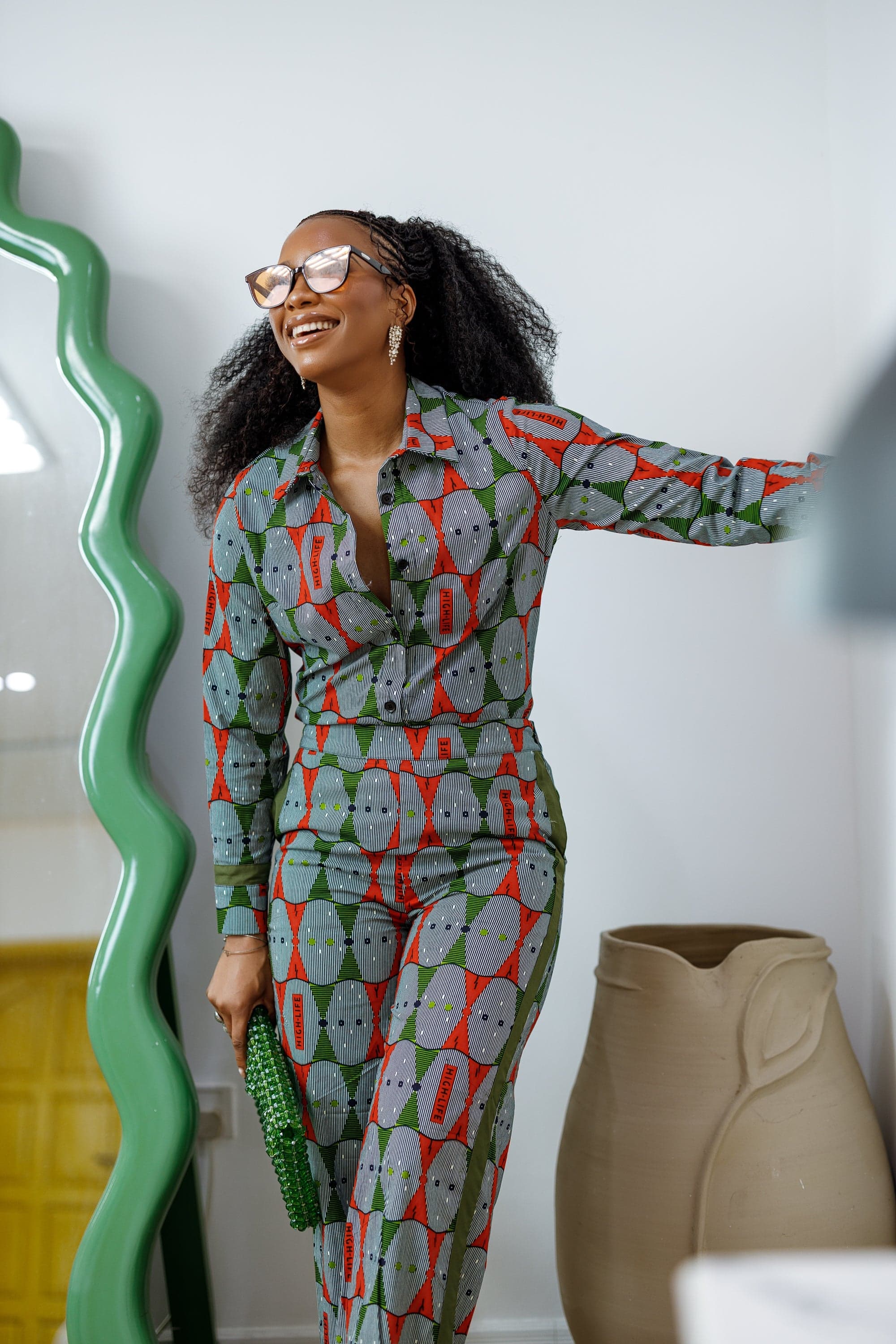 EVA AFRICAN PRINT STRAIGHT-LEG TWO PIECE SET [MULTICOLOR] - 2X-LARGE - Image 1