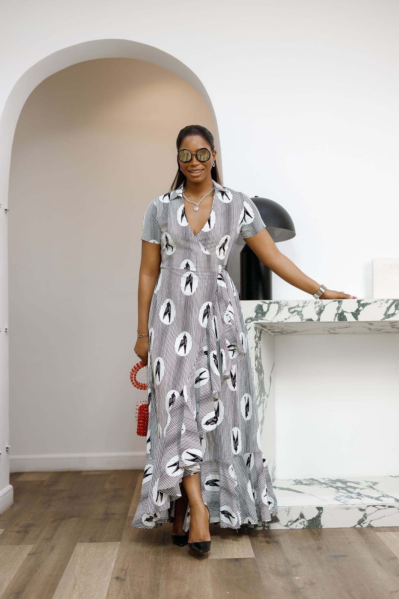 BOLA AFRICAN PRINT WRAP MAXI DRESS - LARGE - Image 1