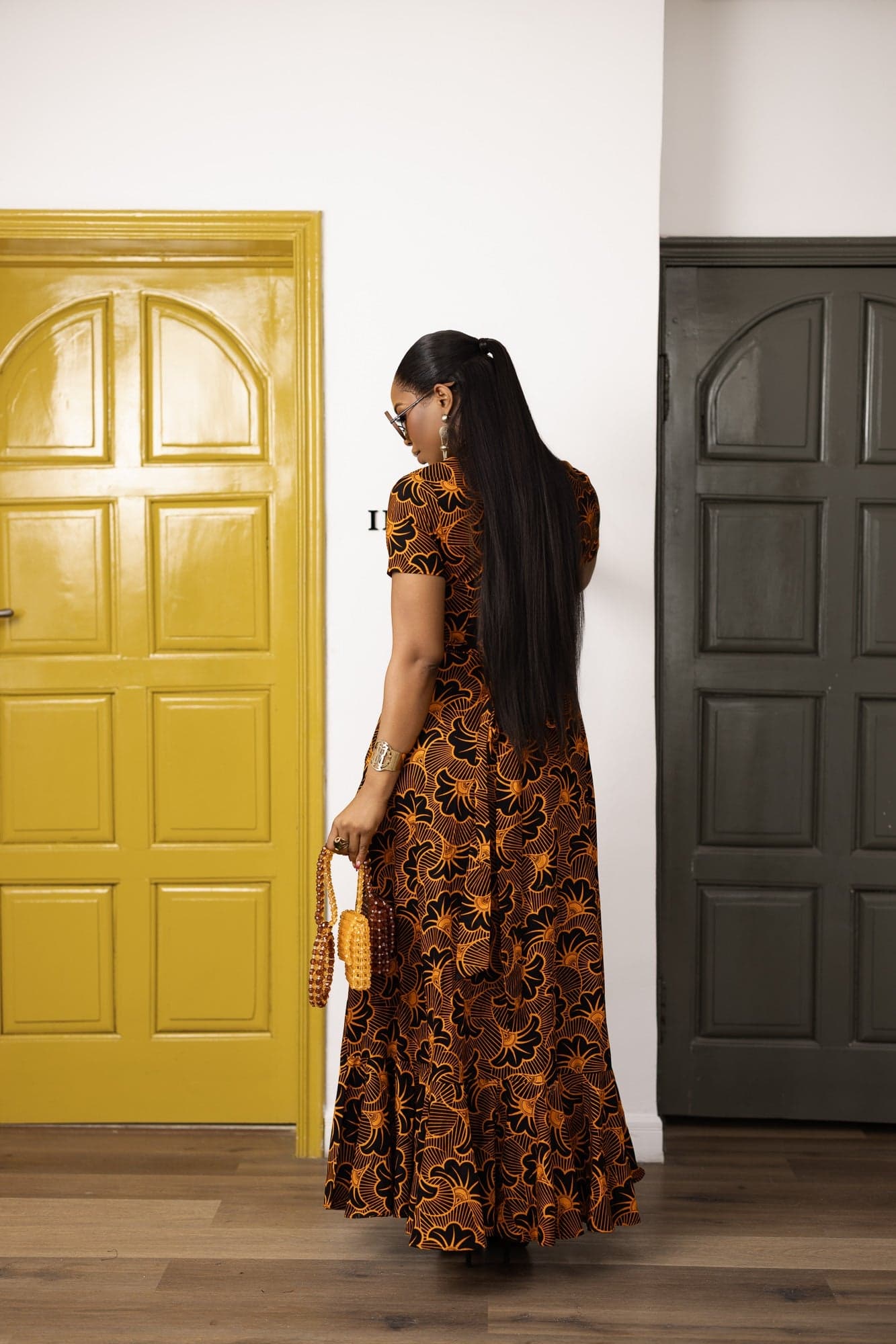 BOLA AFRICAN PRINT WRAP MAXI DRESS [MULTICOLOR] - SMALL - Thumbnail 3