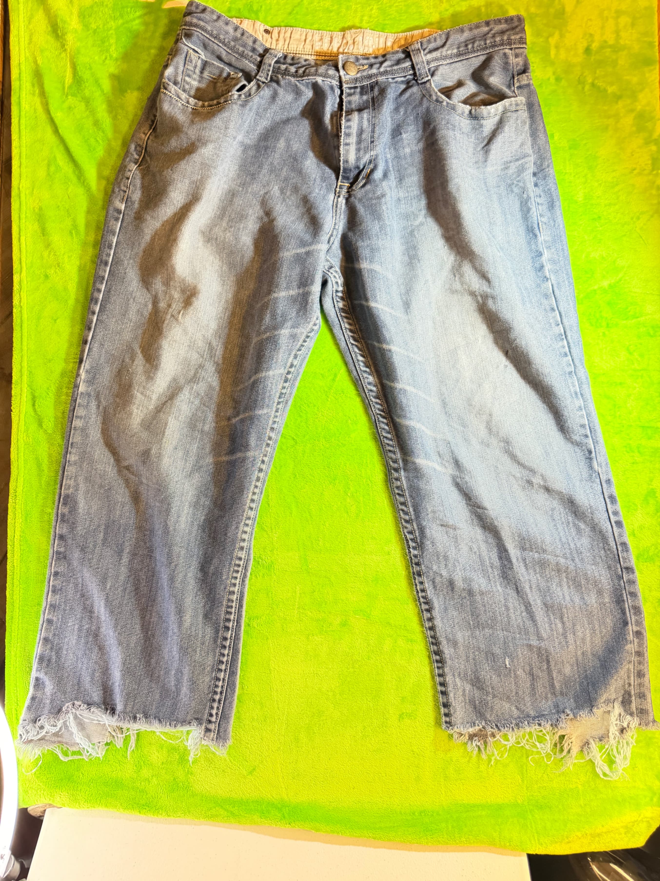 Ecko Unltd Baggy Fit Mens Jeans Y2K Distressed Frayed Hem Light Wash Denim 36 - Image 1