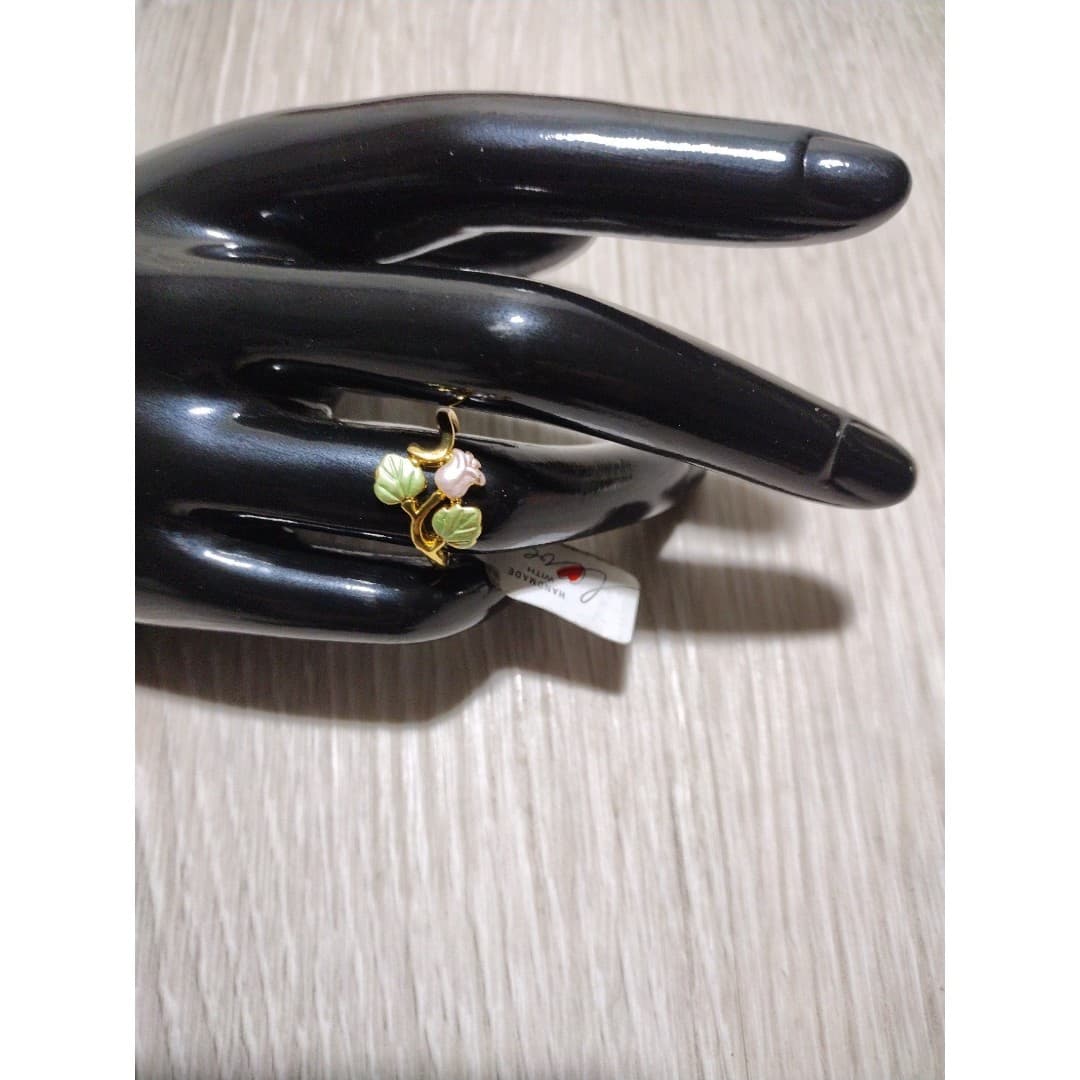 Local Artisan Handmade Ring - Rosebud & Leaves - Size 7 - Image 1