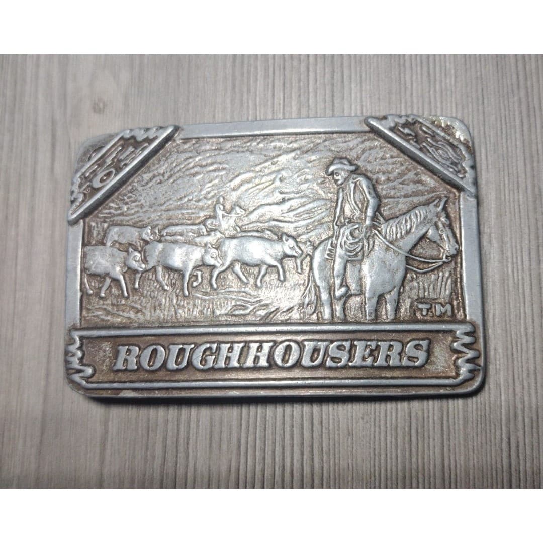 Vintage Roughhousers Cowboy Cattleman Belt Buckle - Image 1