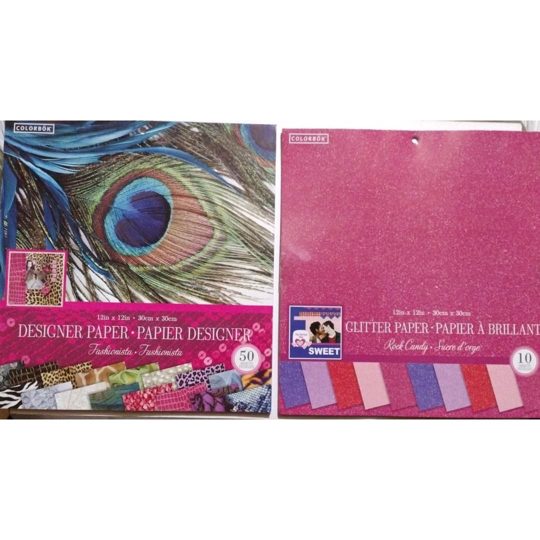 2 COLORBOK 12x12 Paper Pads- Designer(Fashionista) & Glitter(Rock Candy) Paper - Image 1