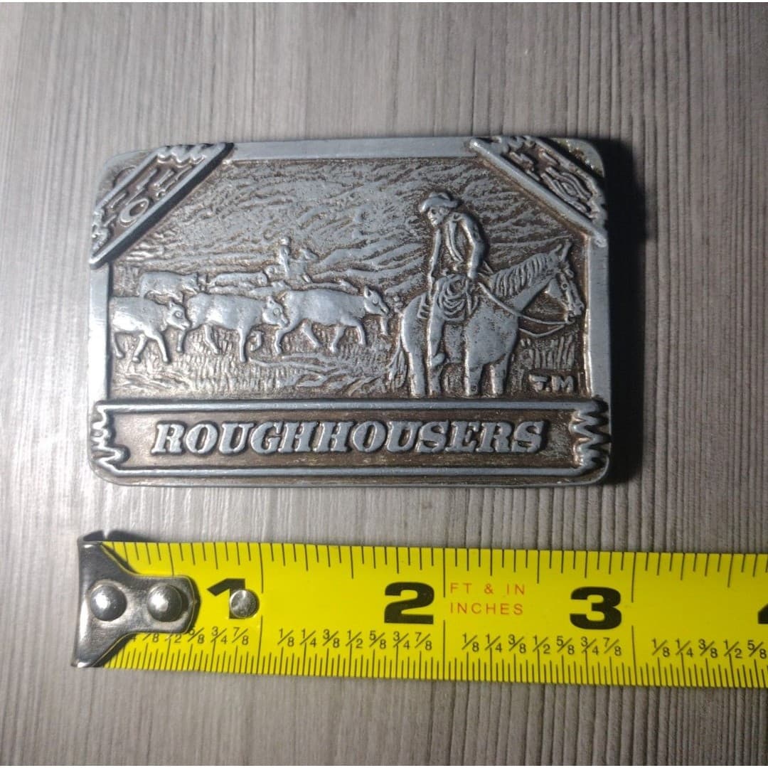 Vintage Roughhousers Cowboy Cattleman Belt Buckle - Thumbnail 3