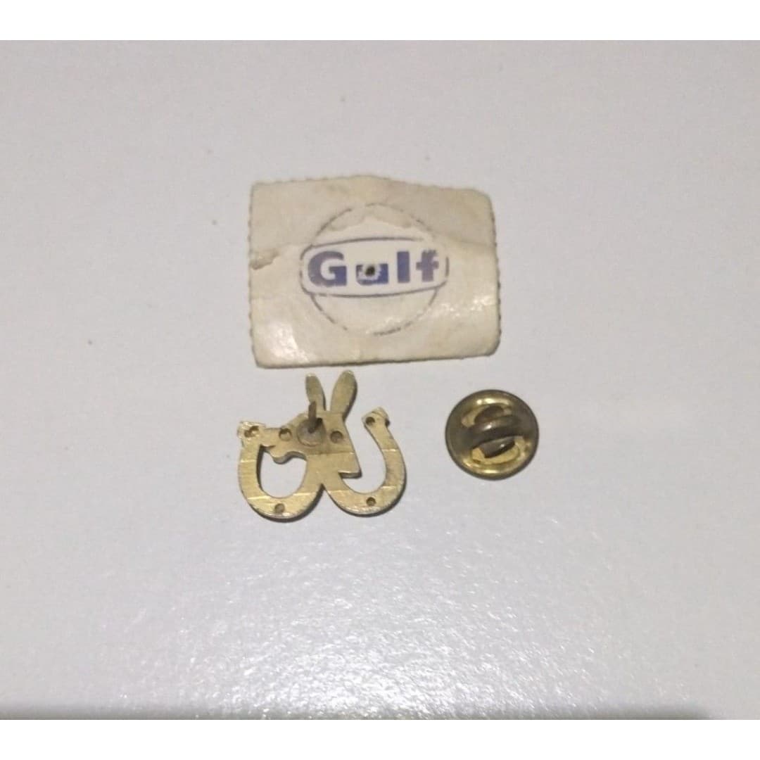 Vintage 1960s GULF Oil Gasoline Donkey/Horseshoe - DEMOCRATIC PARTY Lapel Pin - Thumbnail 4