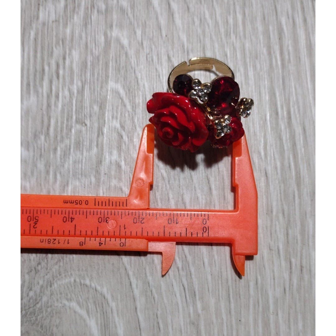 Oversize Rose - Gold Plated - Adjustable Floral Statement Ring - New - Thumbnail 5